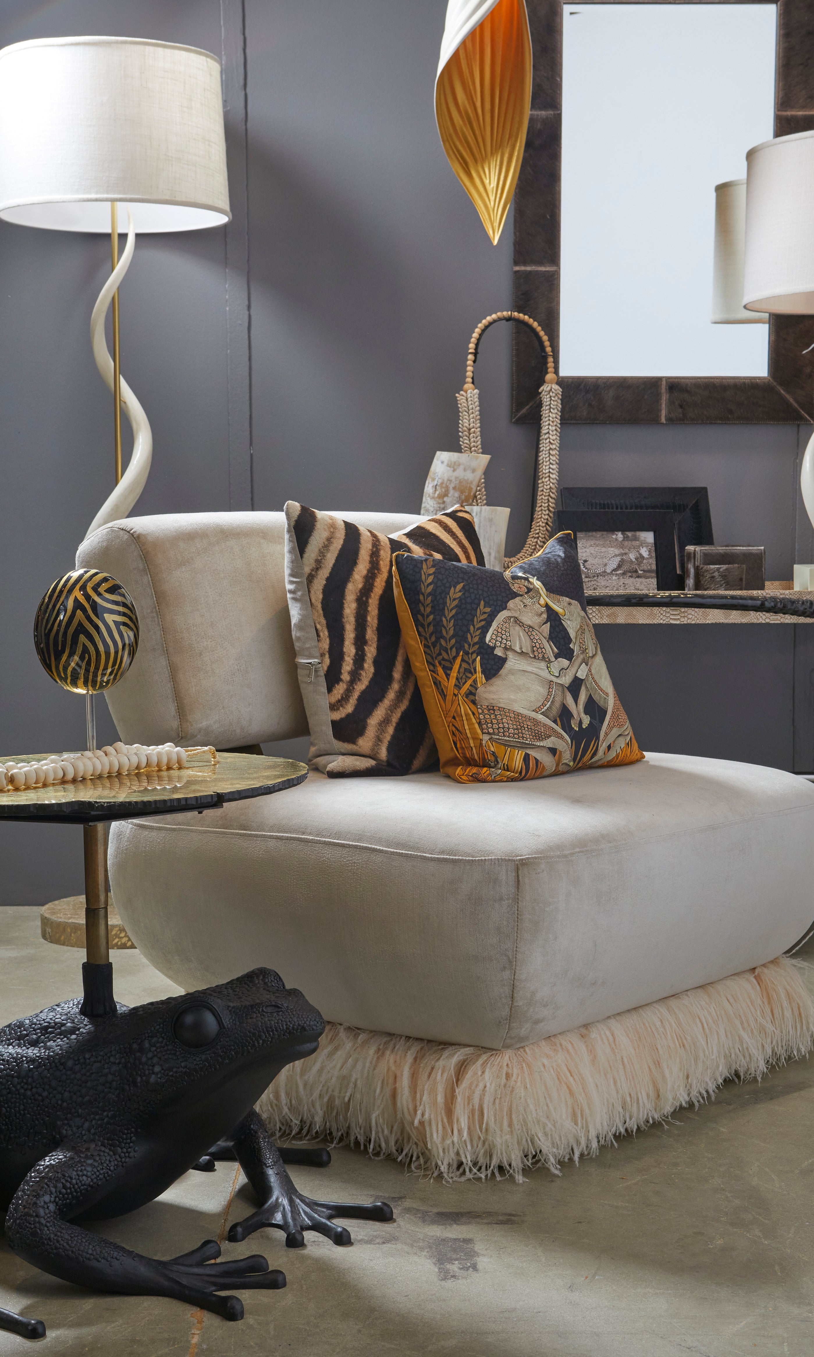 Painted Ostrich Egg - Black & Gold Zebra Stripe