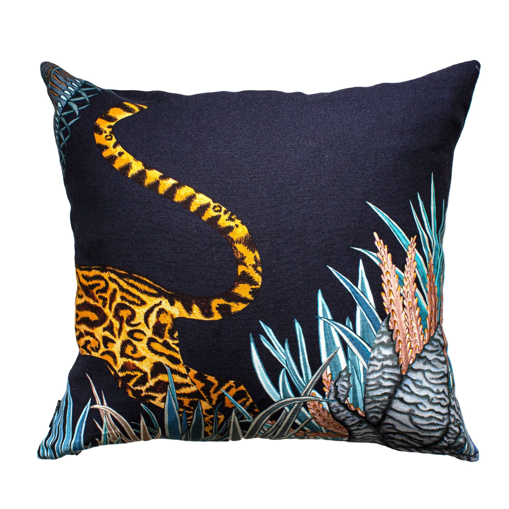 Cheetah Kings Forest Pillow - Cotton - Tanzanite