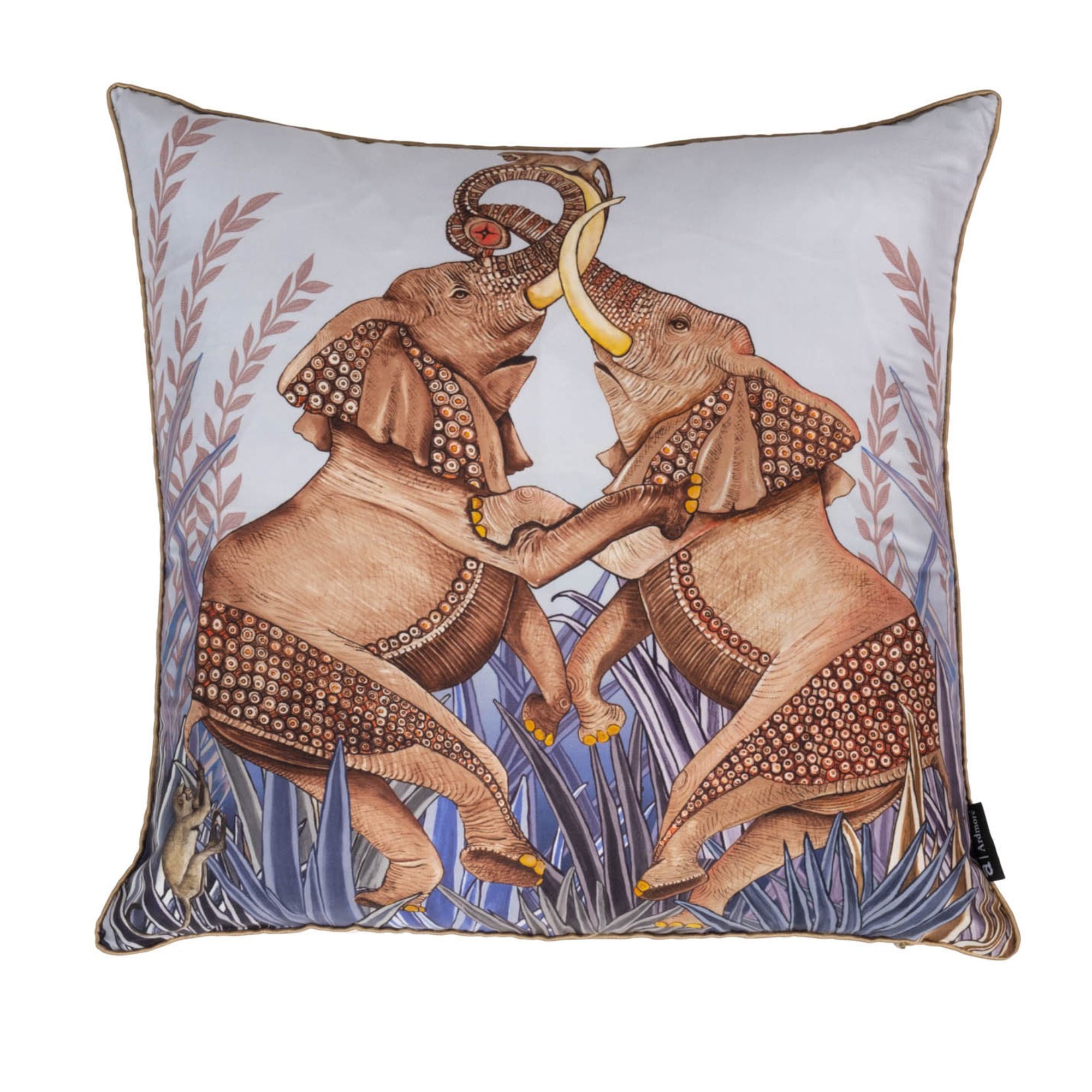 Dancing Elephants Pillow - Silk - Mist