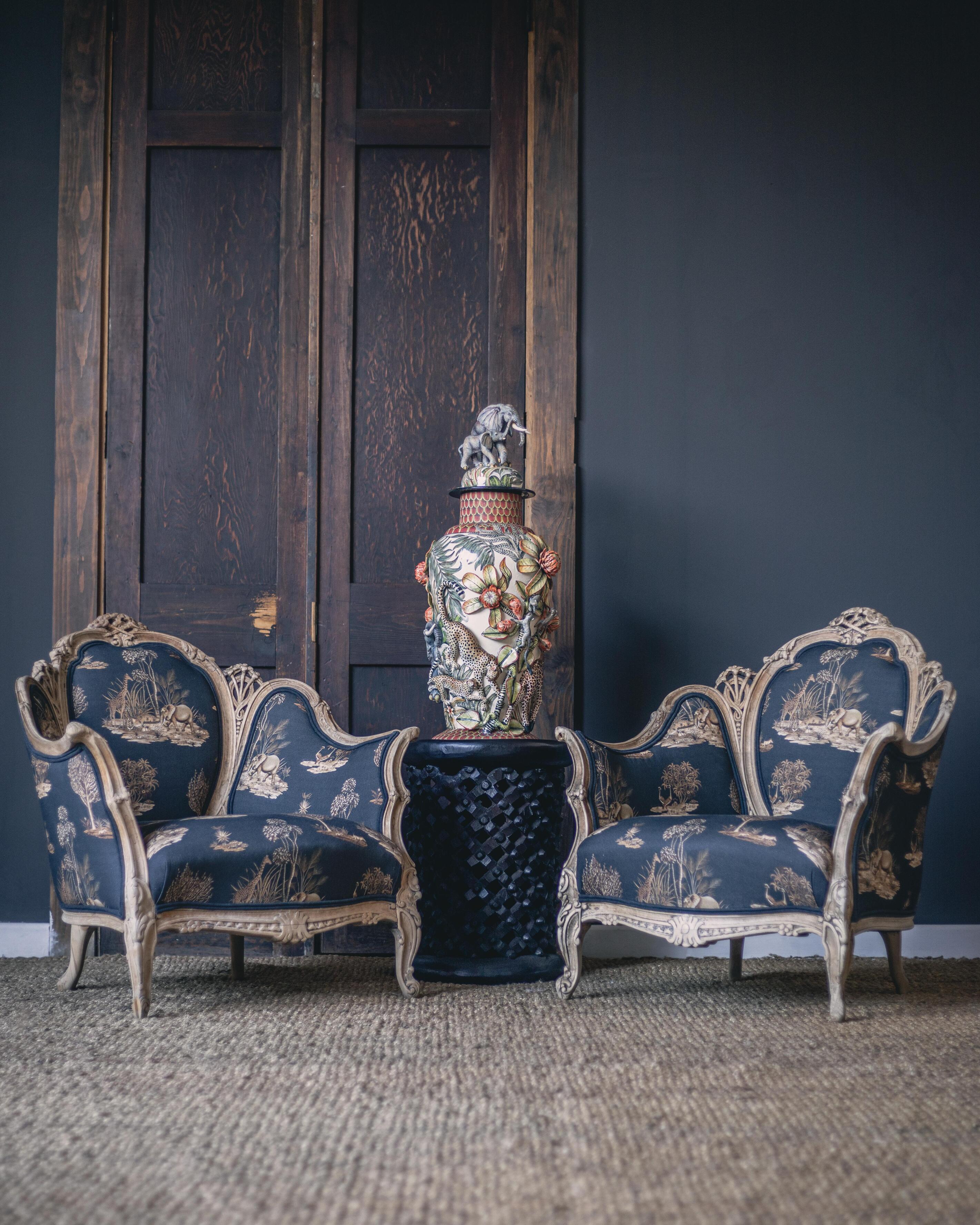 Thanda Toile Fabric - Linen - Gold