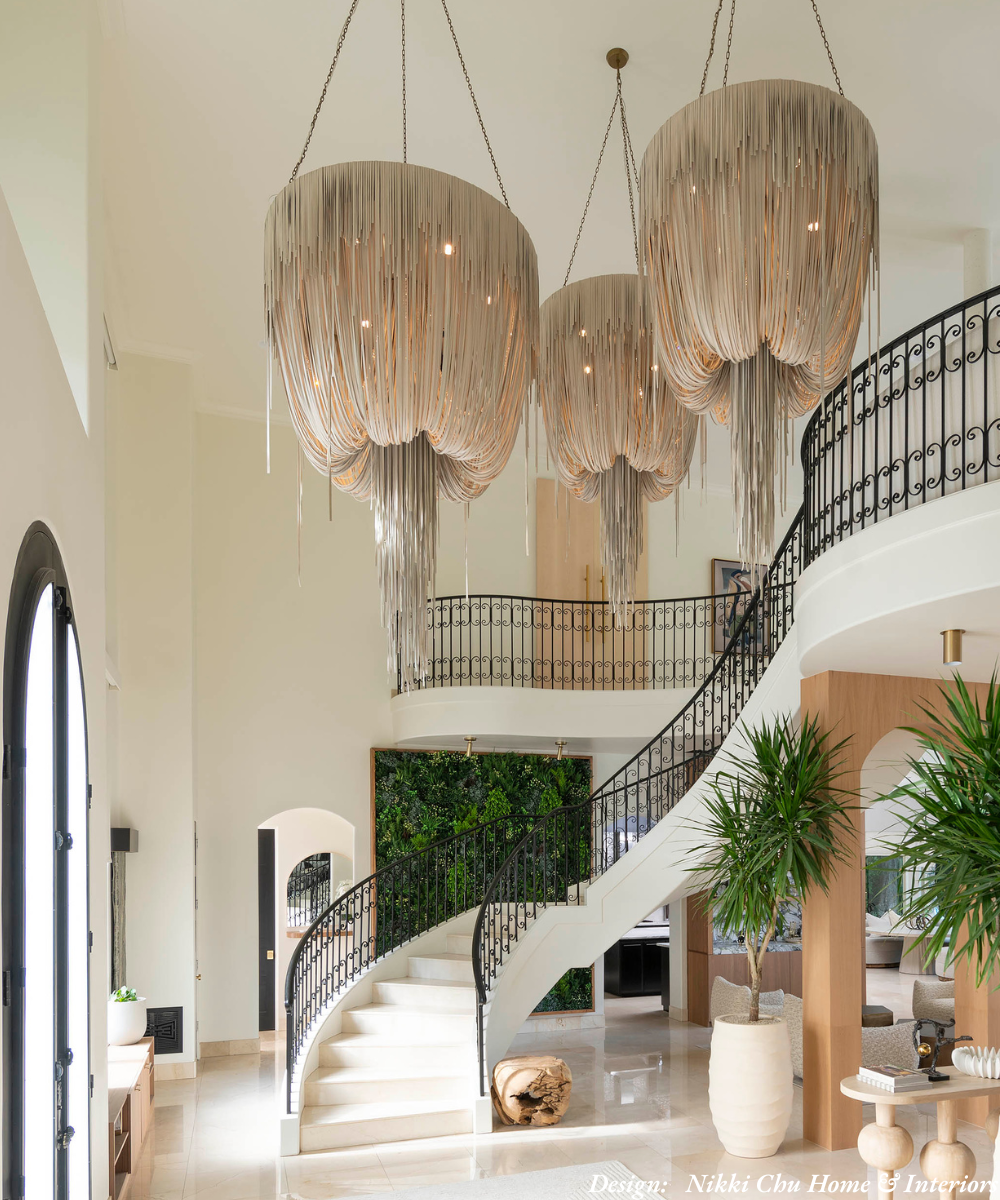 Medium Round Urchin Leather Chandelier