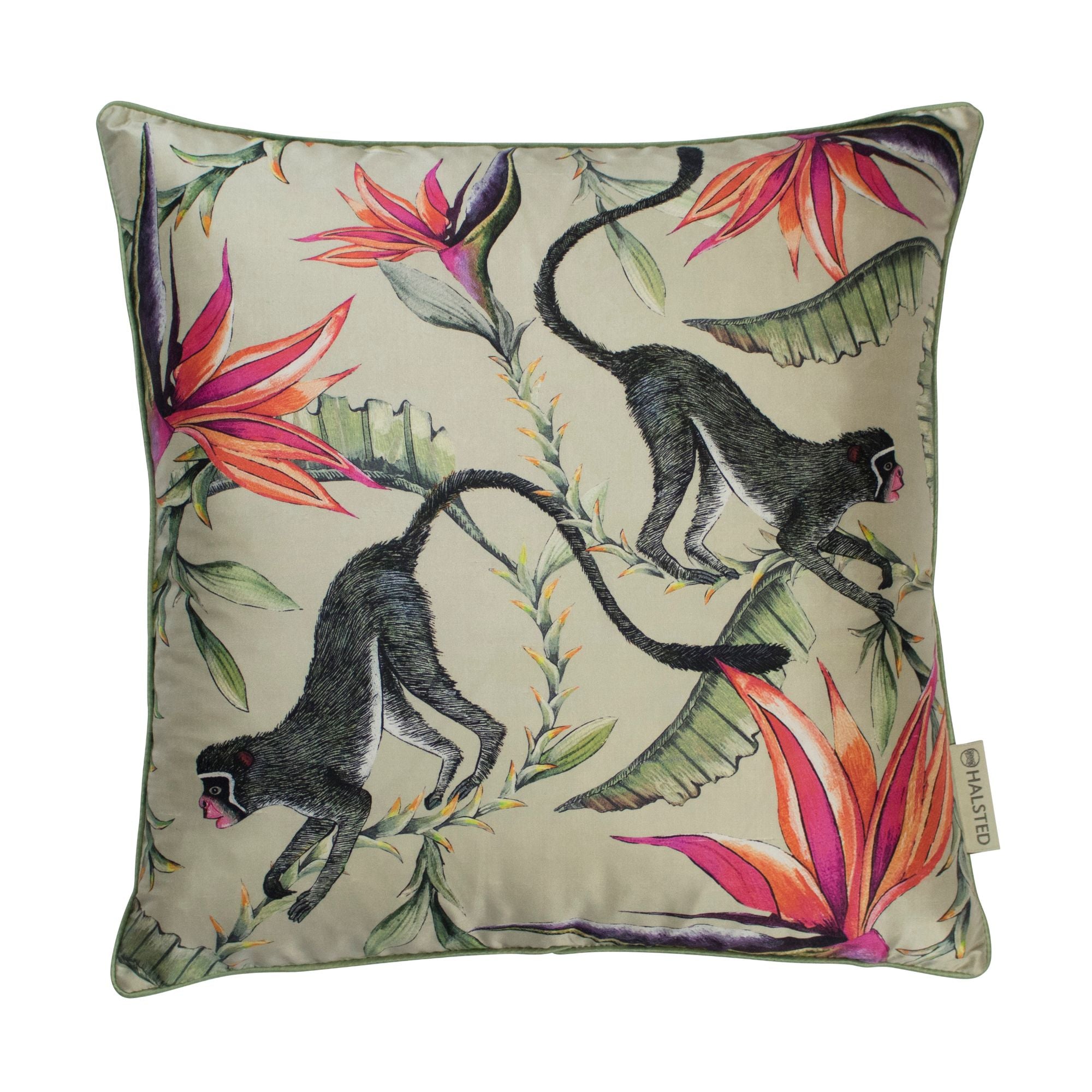 Monkey Paradise Pillow - Silk - Stone