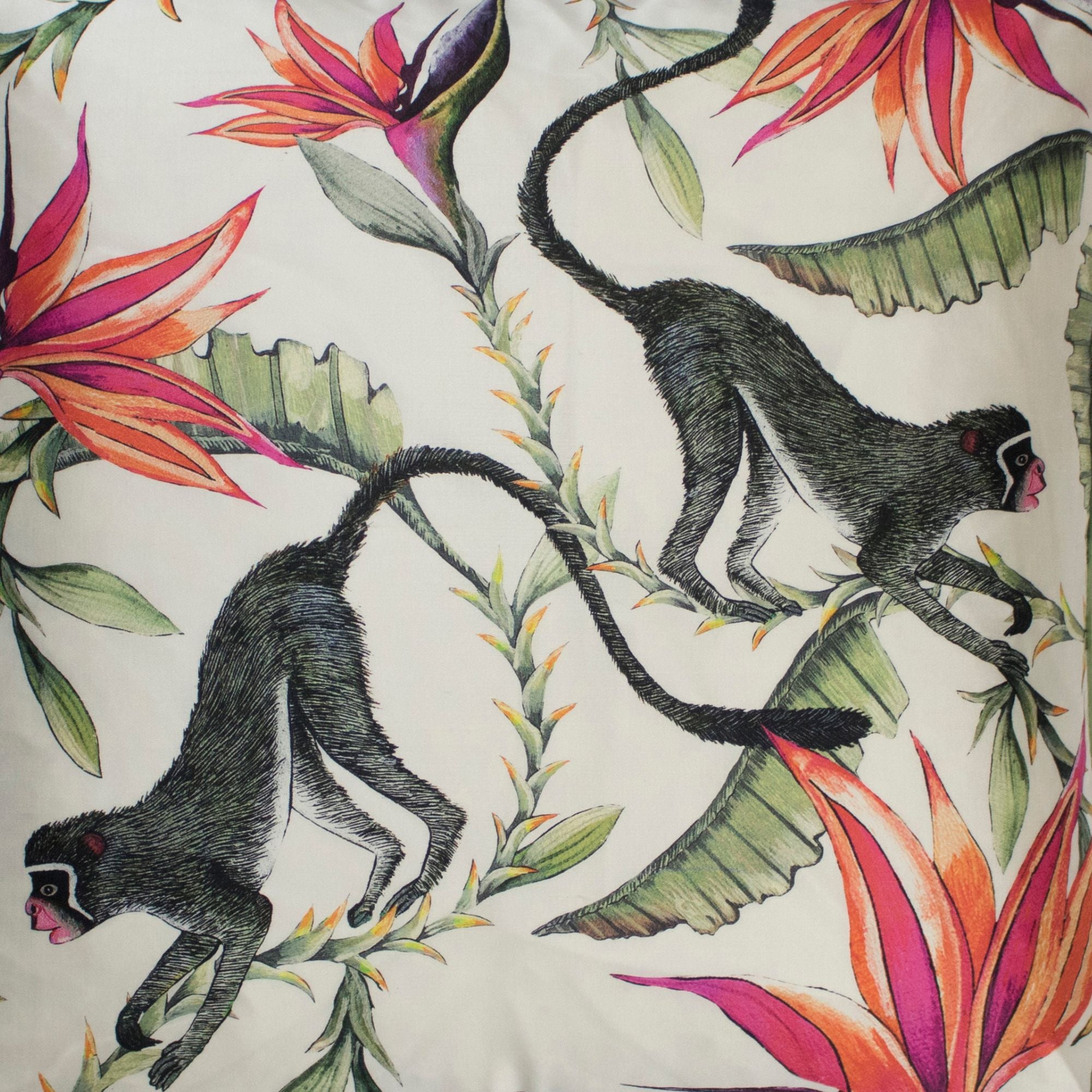 Monkey Paradise Pillow - Silk - Chalk