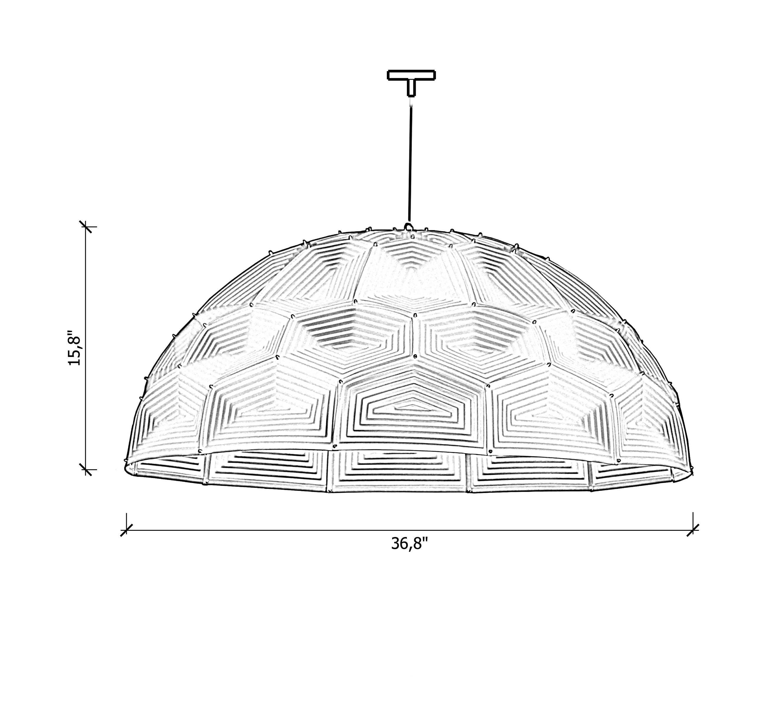 Turtle Dome Light - Embossed Black Leather