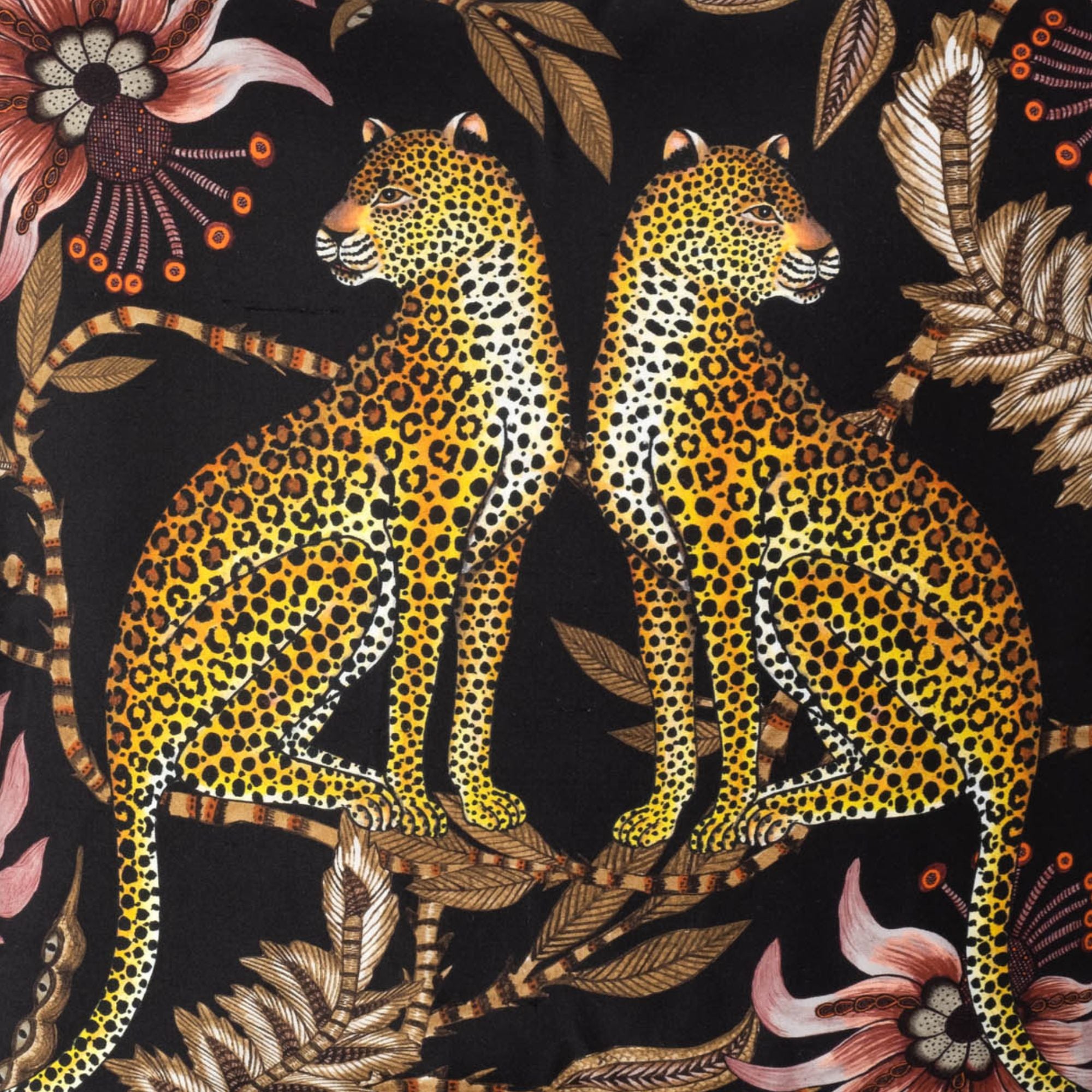 Lovebird Leopards Pillow - Silk - Night