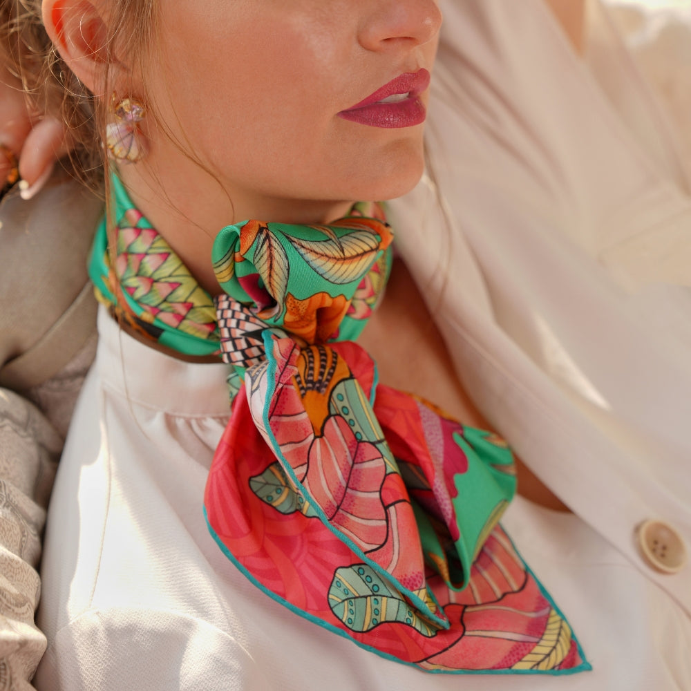 Protea Plains Silk Scarf - Emerald