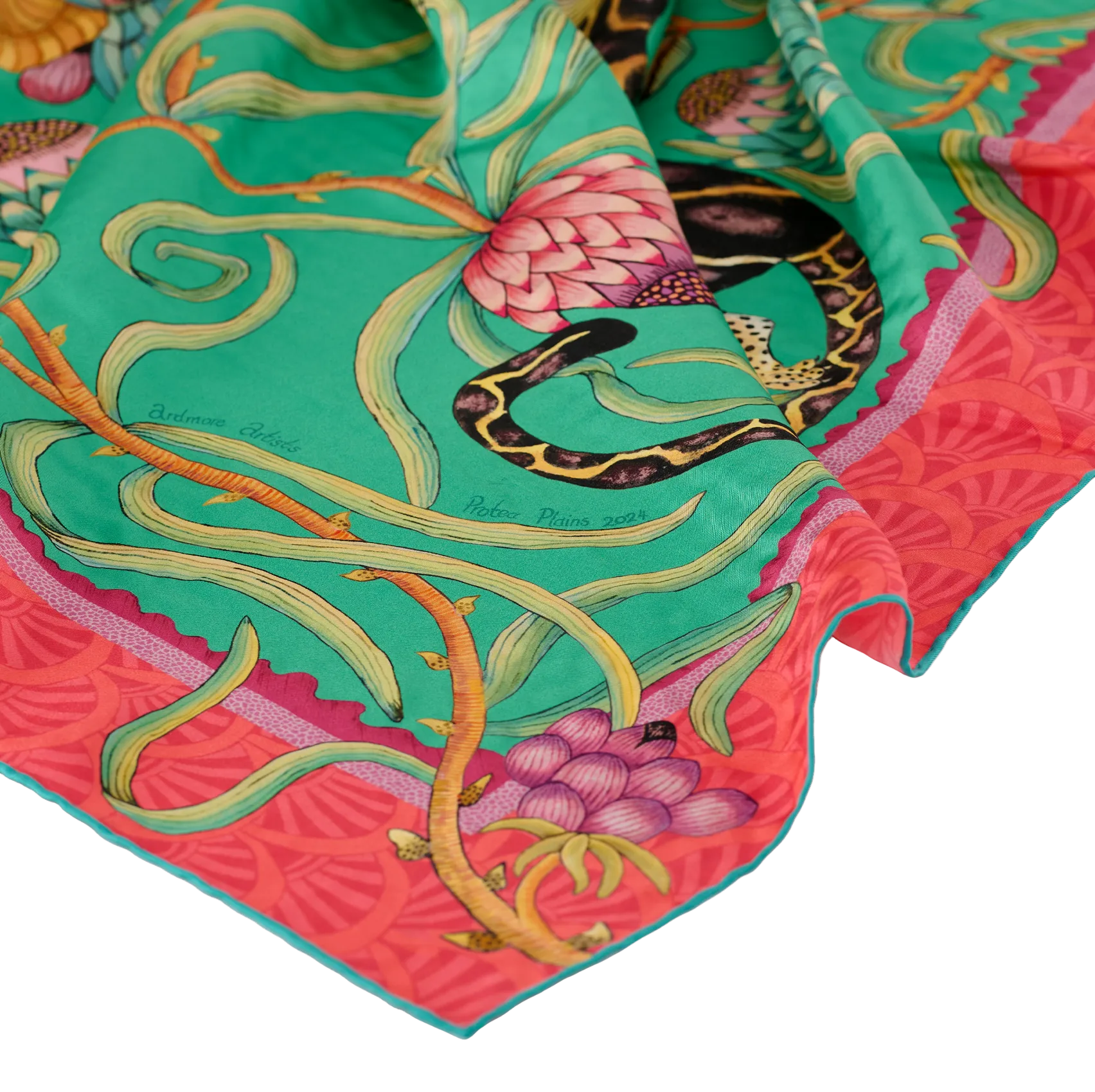 Protea Plains Silk Scarf - Emerald
