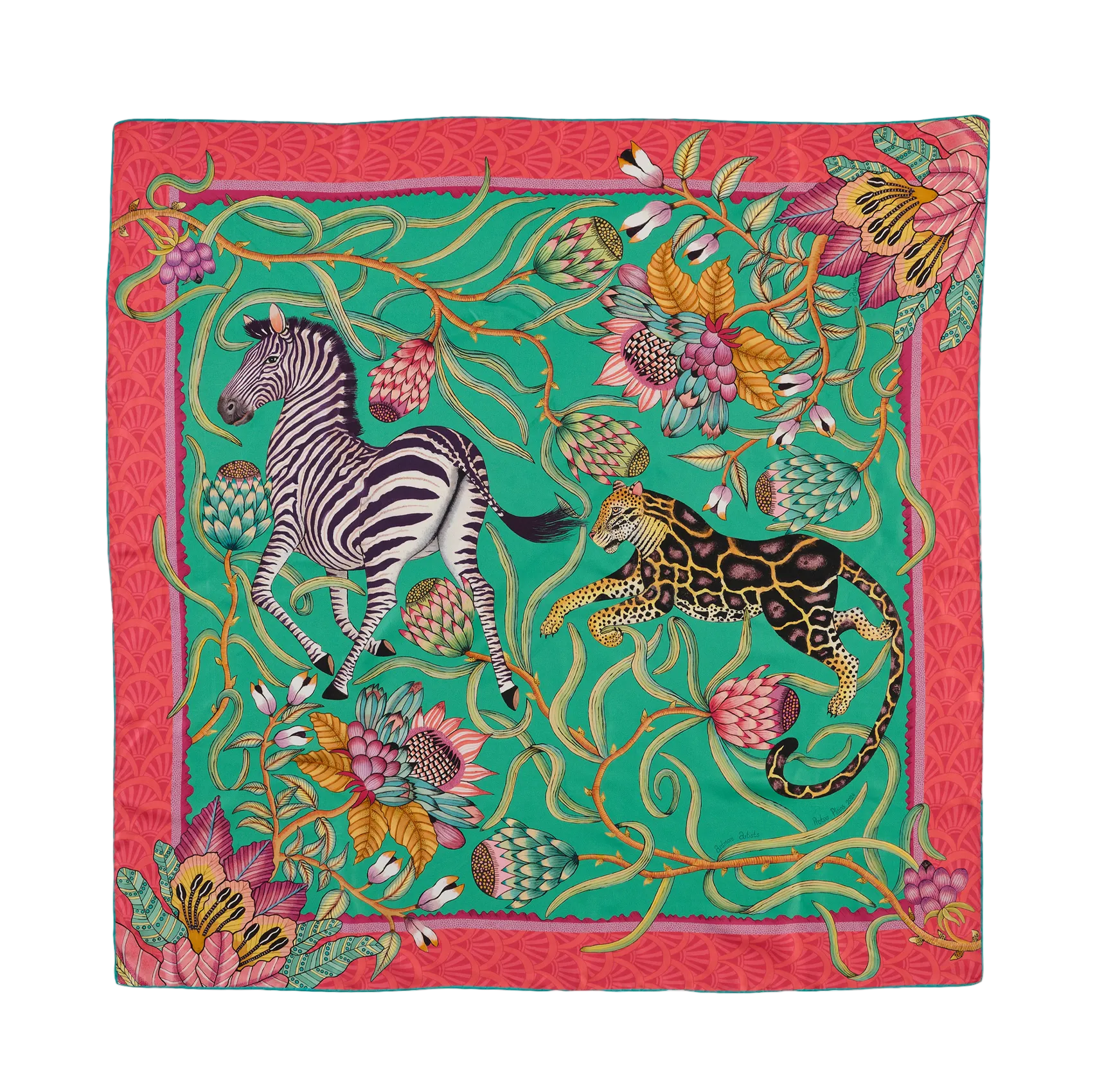 Protea Plains Silk Scarf - Emerald