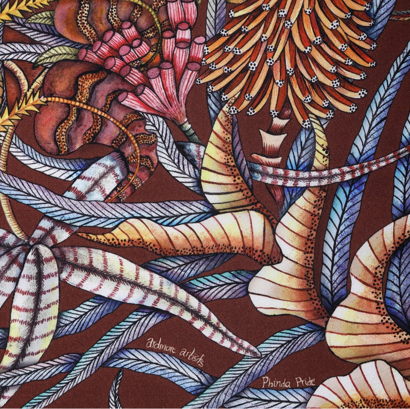 Phinda Pride Silk Scarf - Mahogany