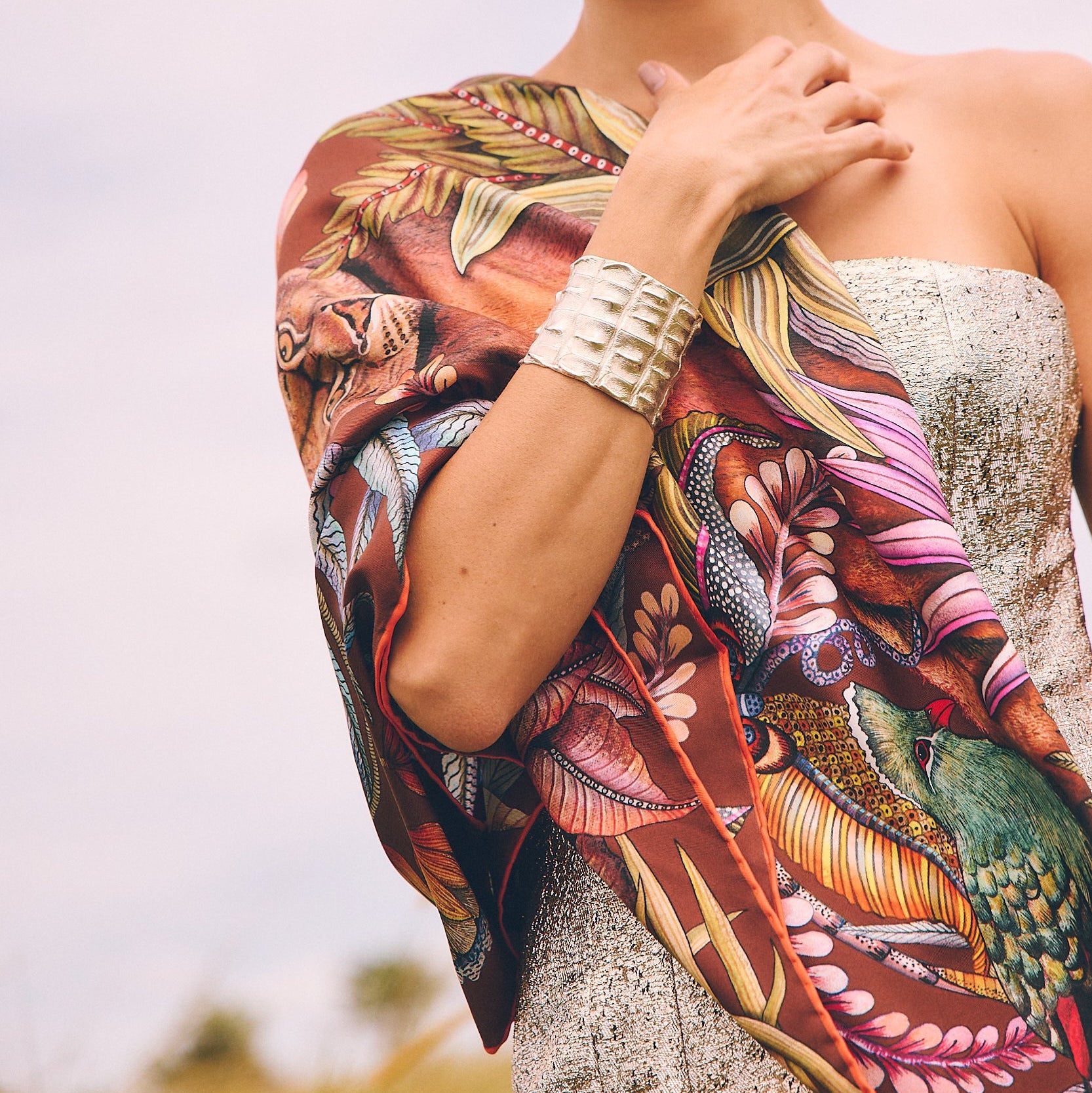 Phinda Pride Silk Scarf - Mahogany