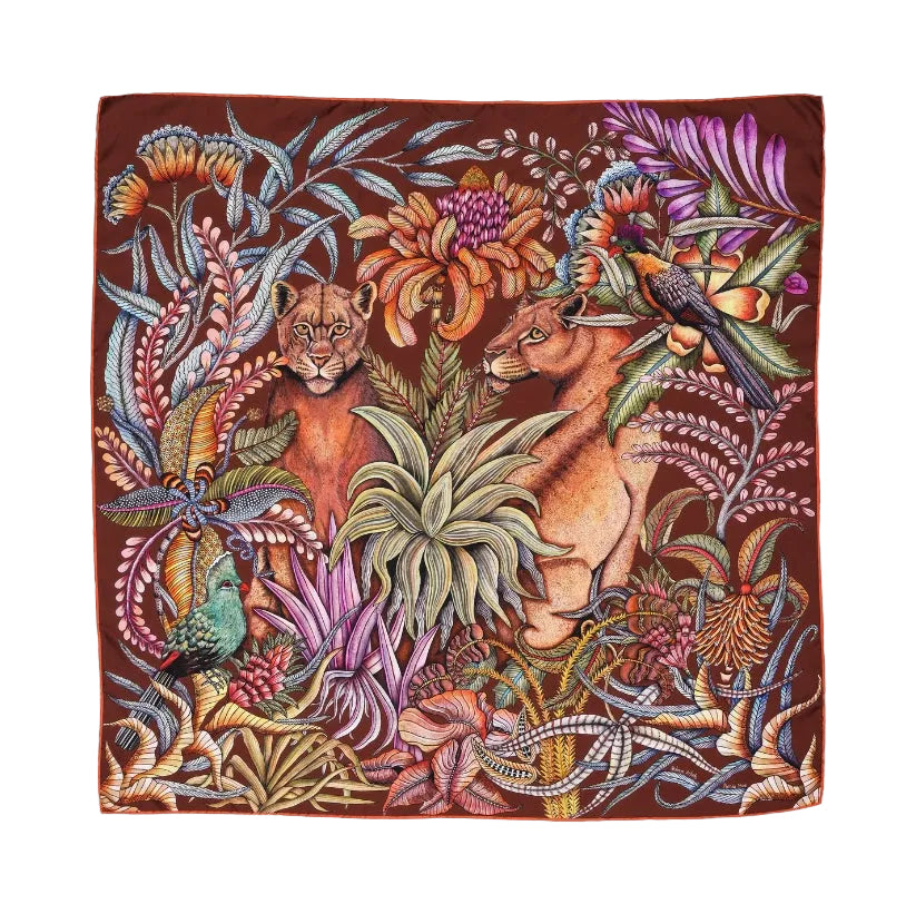 Phinda Pride Silk Scarf - Mahogany