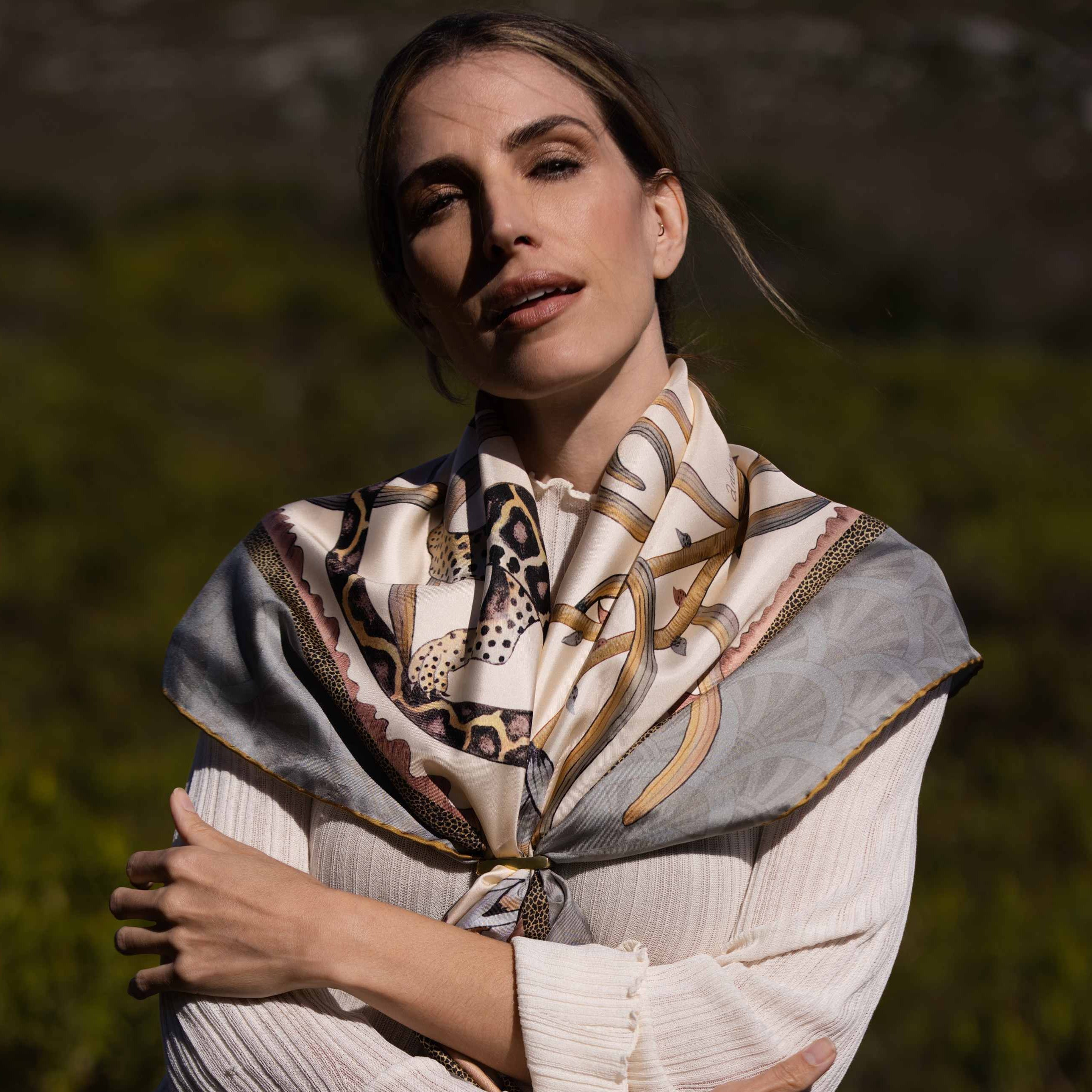 Protea Plains Silk Scarf - Pearl