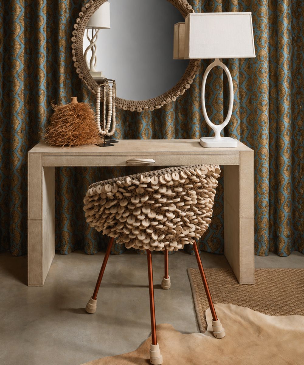 Watusi Cream Cow Hide Console Table