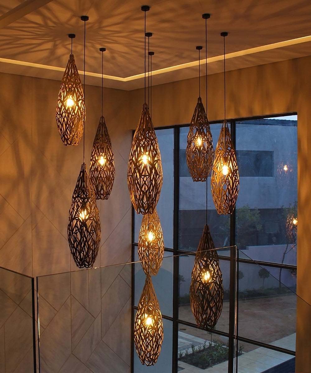 Cocoon Pendant Light - Black & Gold