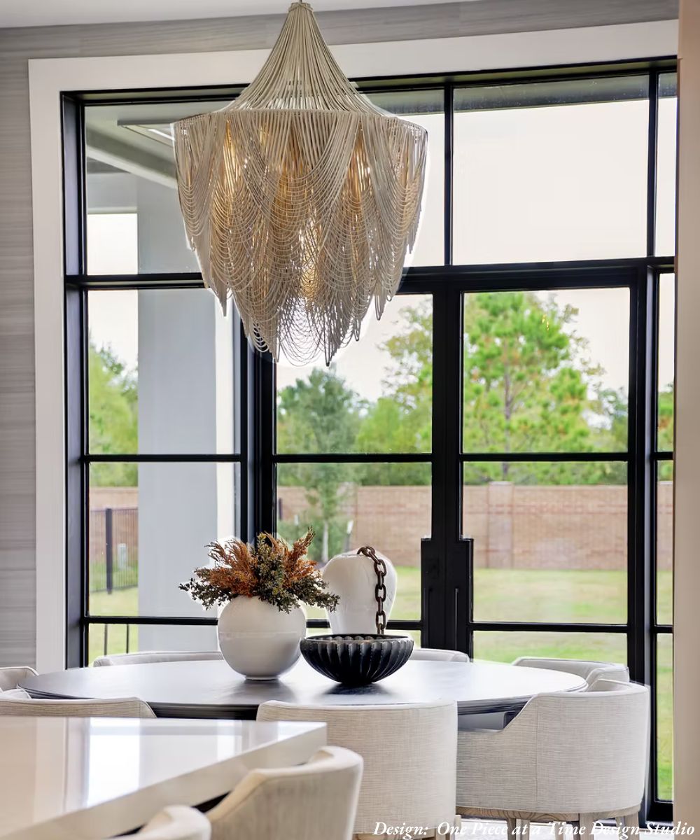 Extra Large Round Whisper with Crown Leather Chandelier