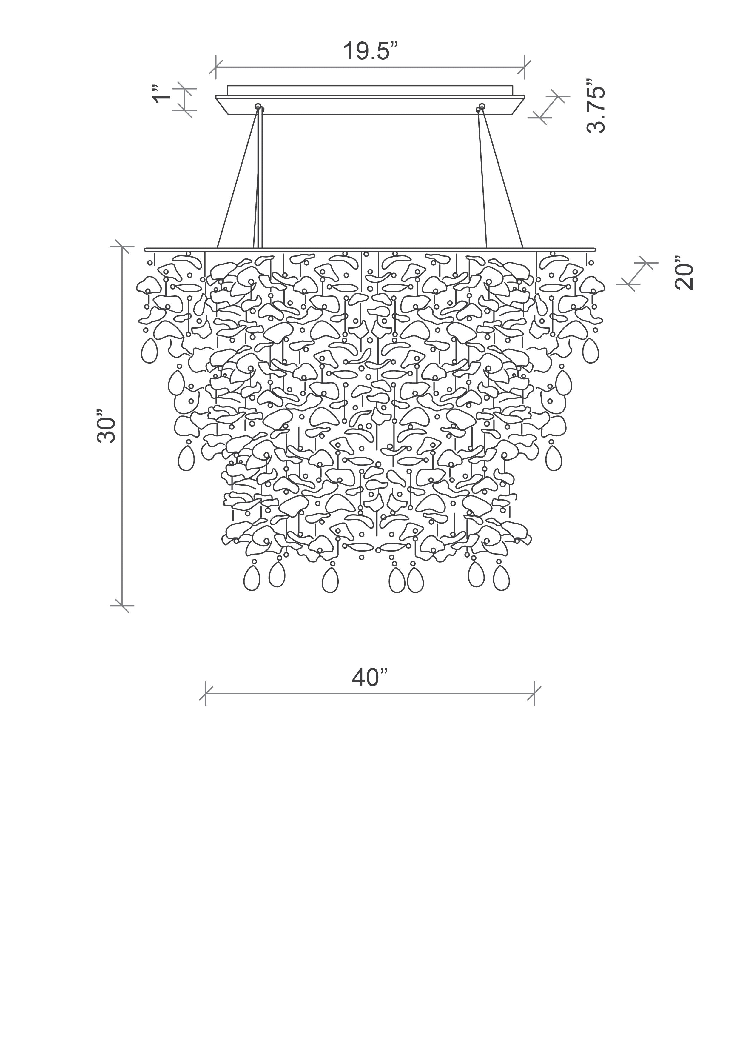 Rectangle Crystal Snow Jacaranda Pod Chandelier