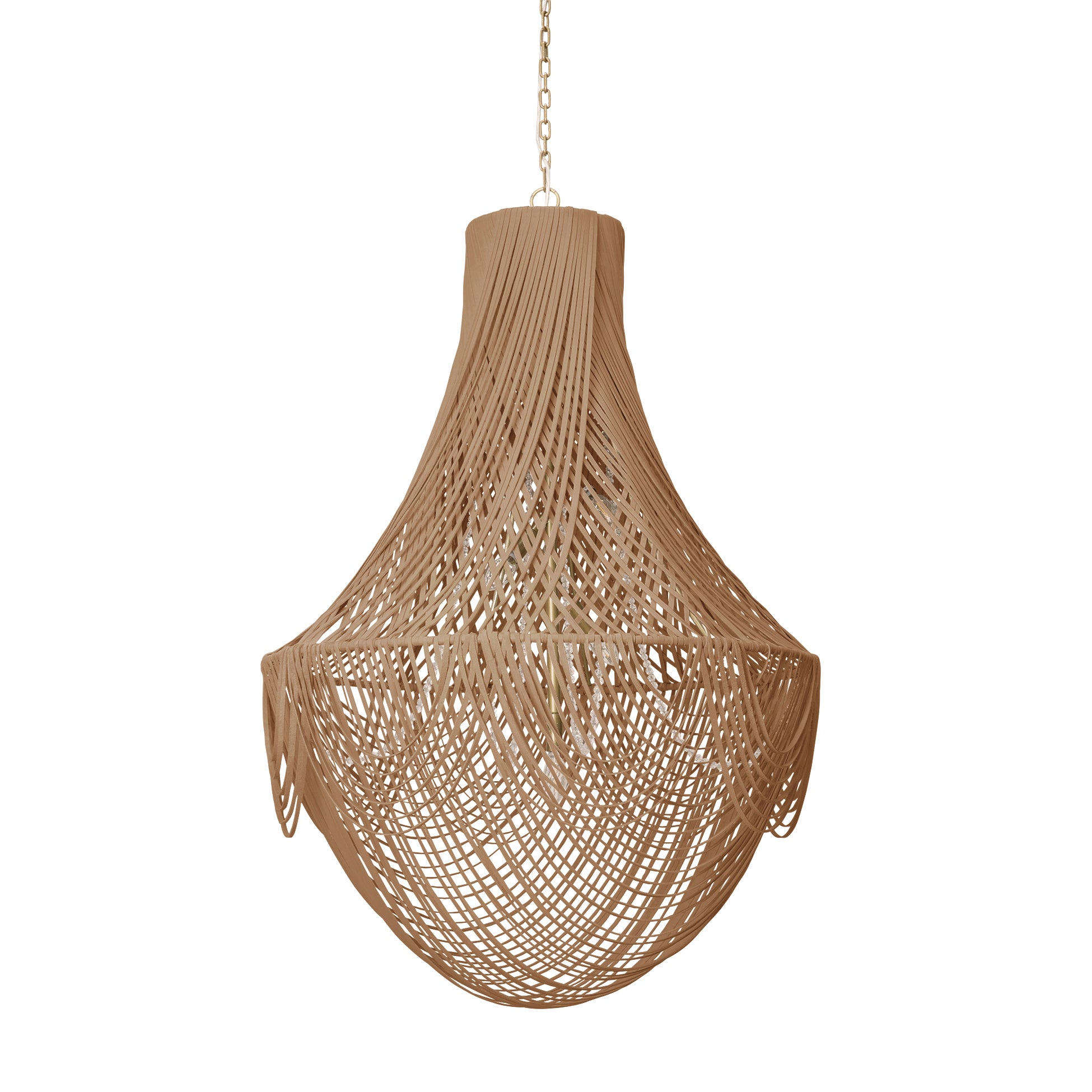 Large Empire Leather Chandelier in Metallic Leather
