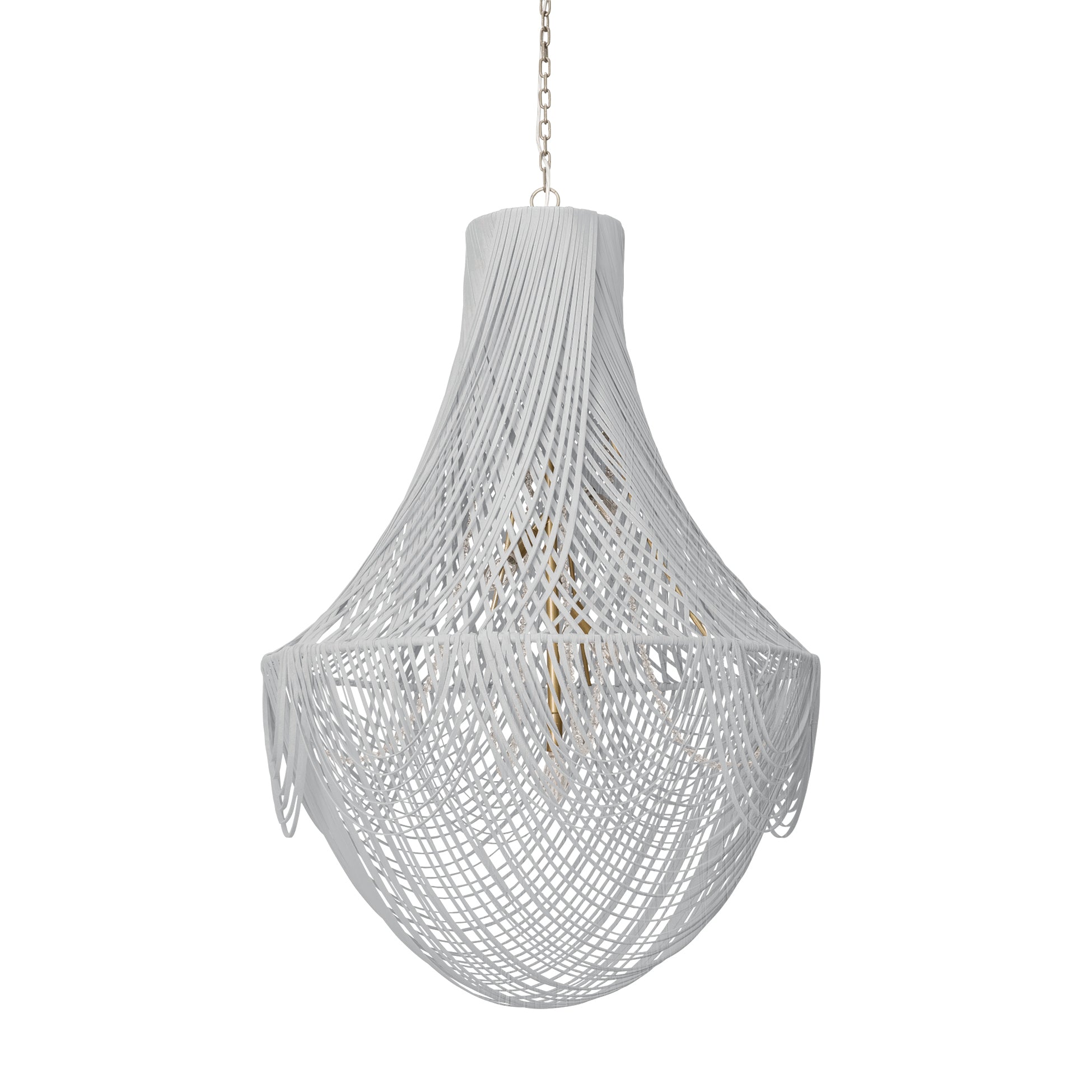Large Empire Leather Chandelier in Metallic Leather