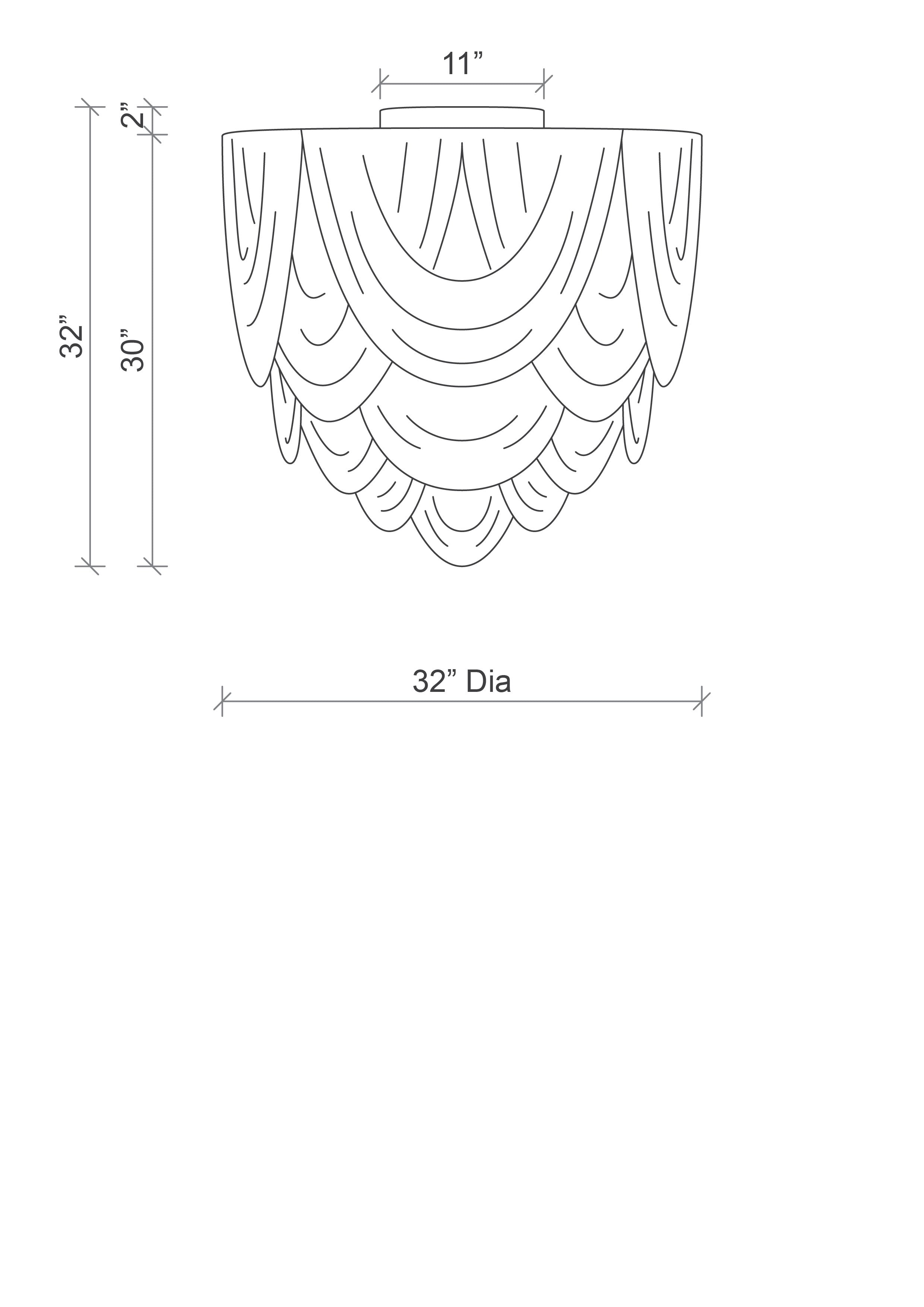 Large Round Whisper Flush Mount Leather Chandelier in Premium Leather