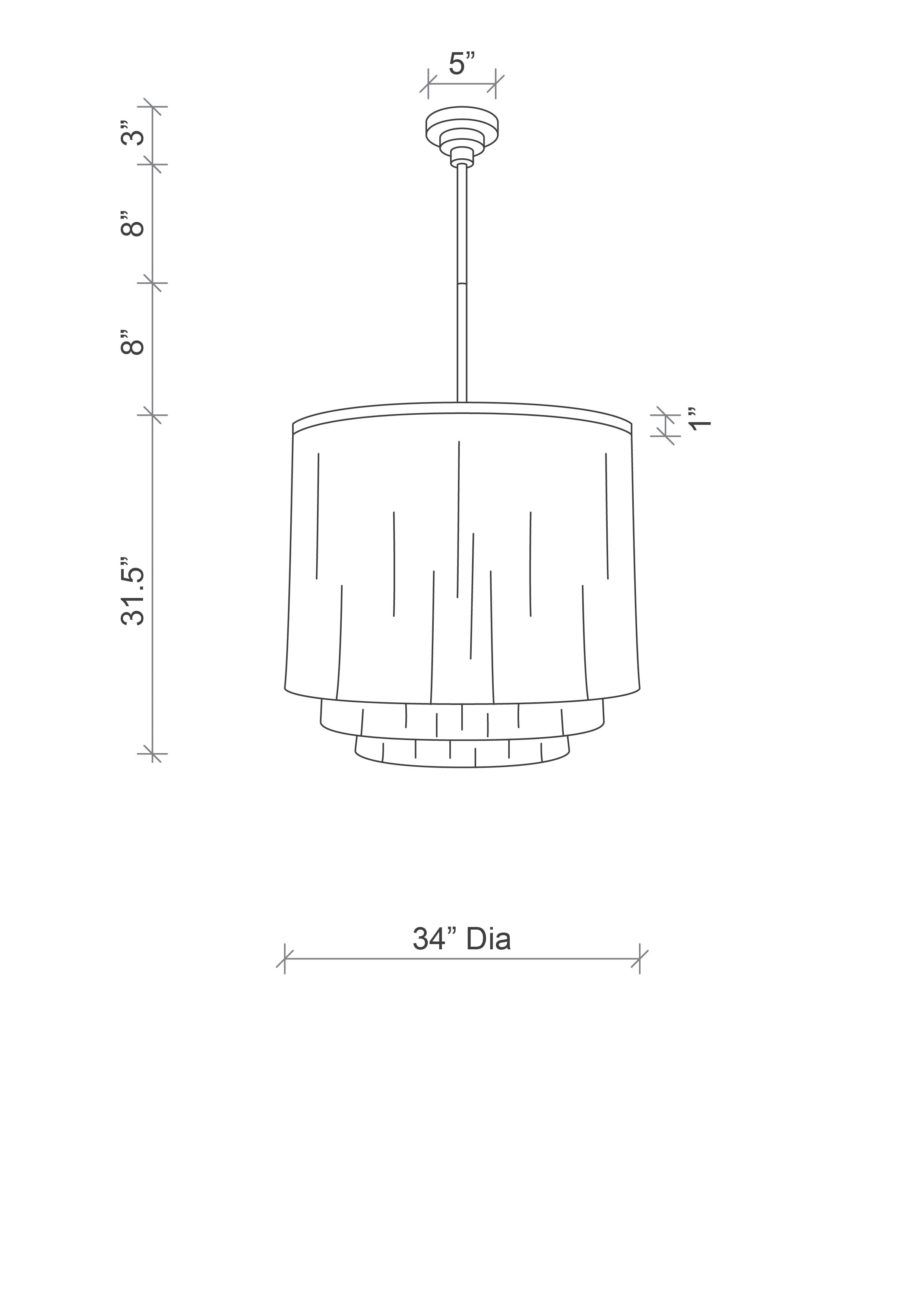 Large NeKeia Leather Chandelier in Nickel Finish and Cream-Stone Leather