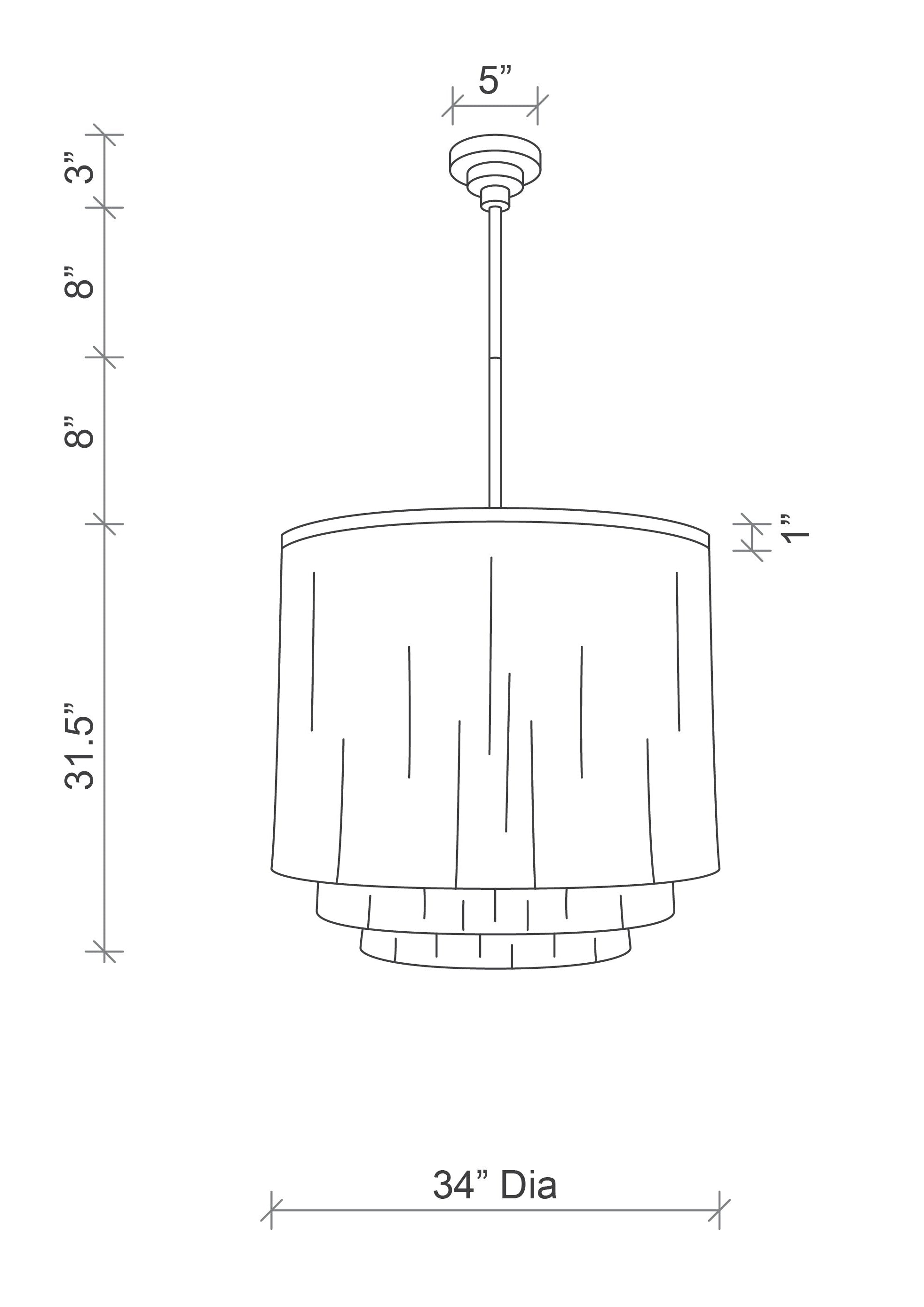 Large NeKeia Leather Chandelier in Nickel Finish