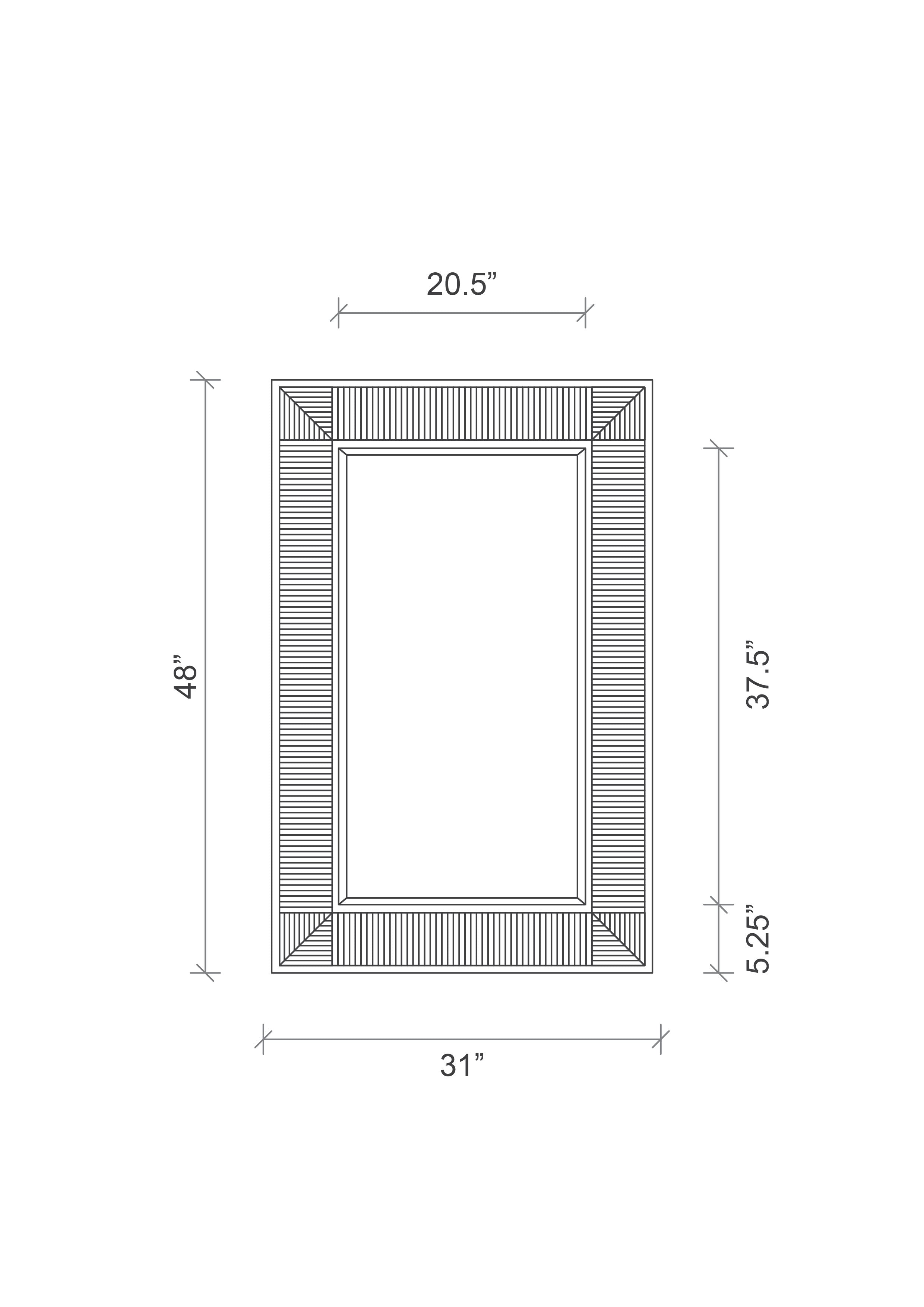 Porcupine Quill Rectangle Mirror - Large