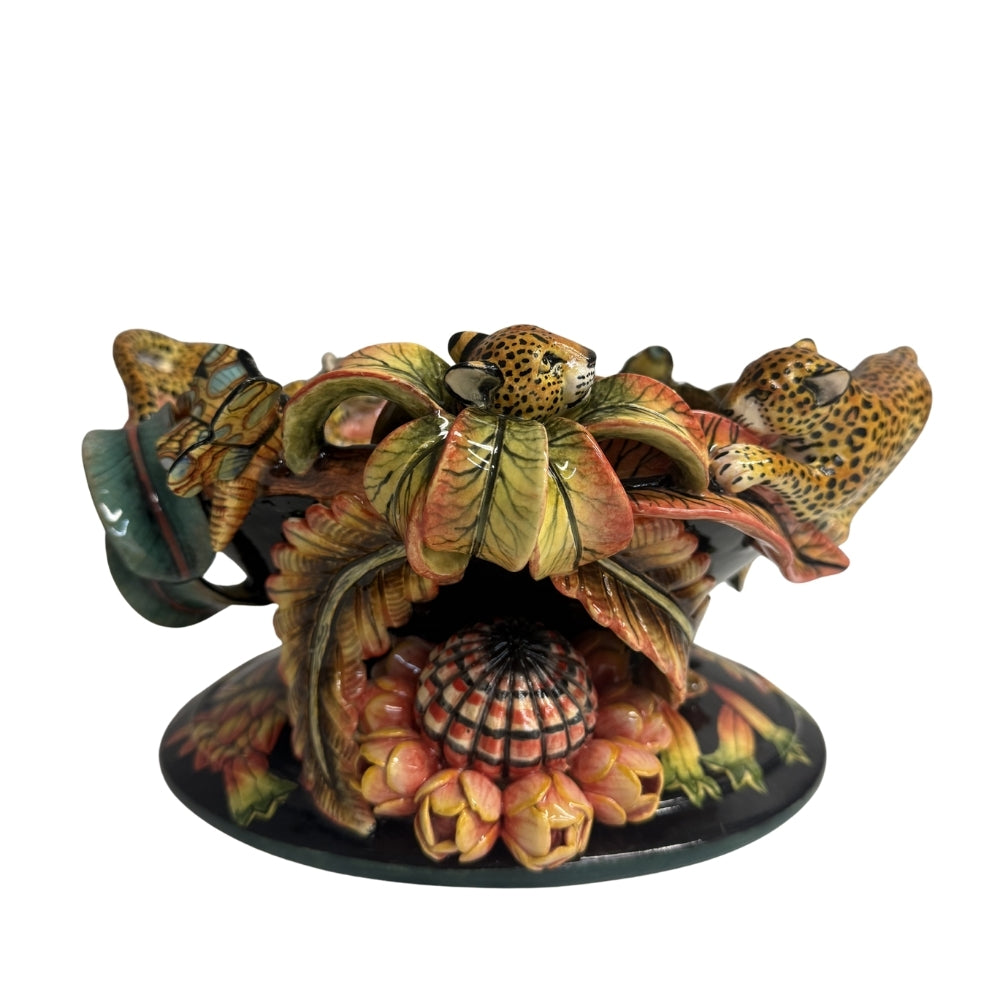 Ardmore Ceramic Art - Leopard & Butterfly Bowl