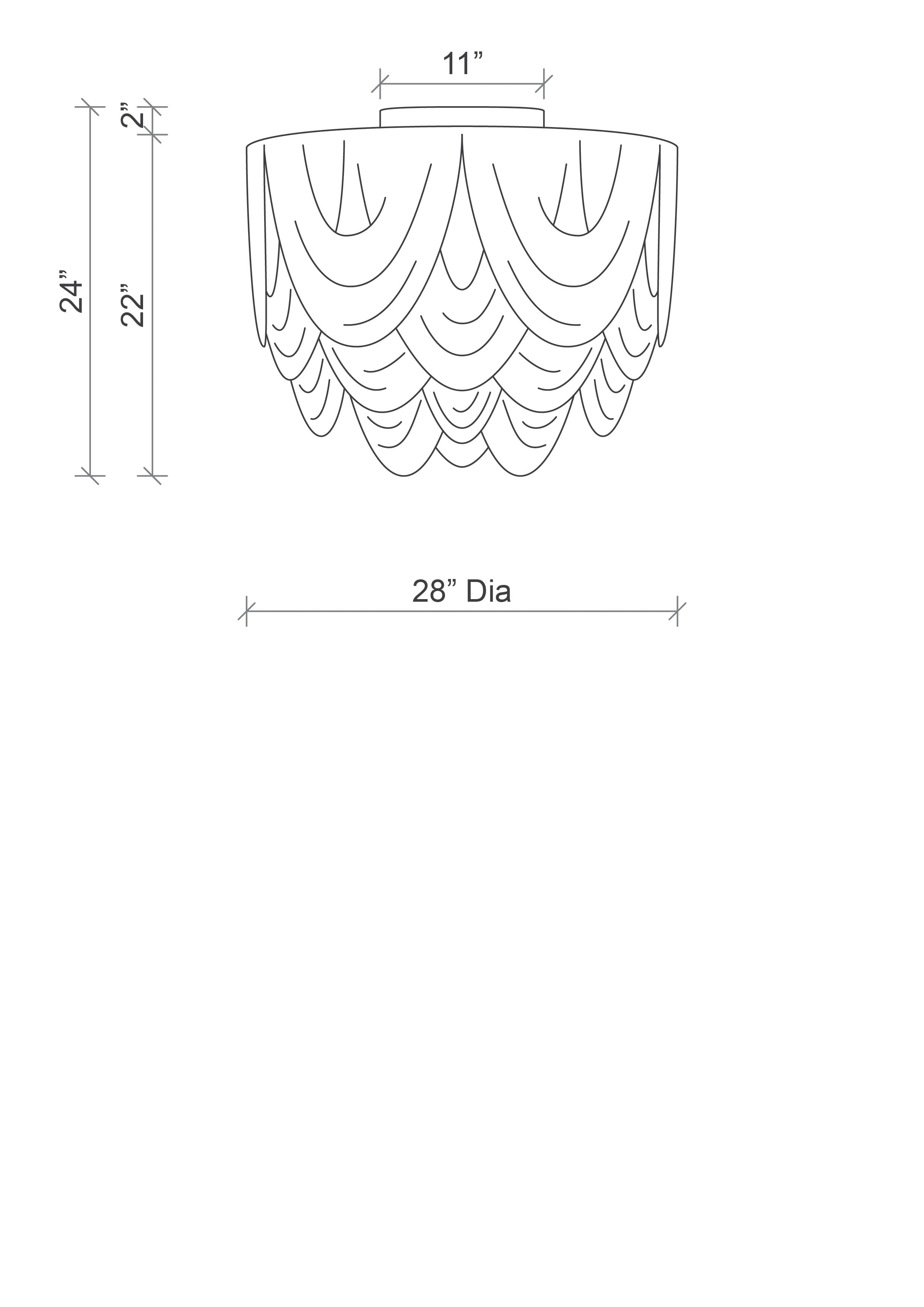Medium Round Whisper Flush Mount Leather Chandelier in Premium Leather