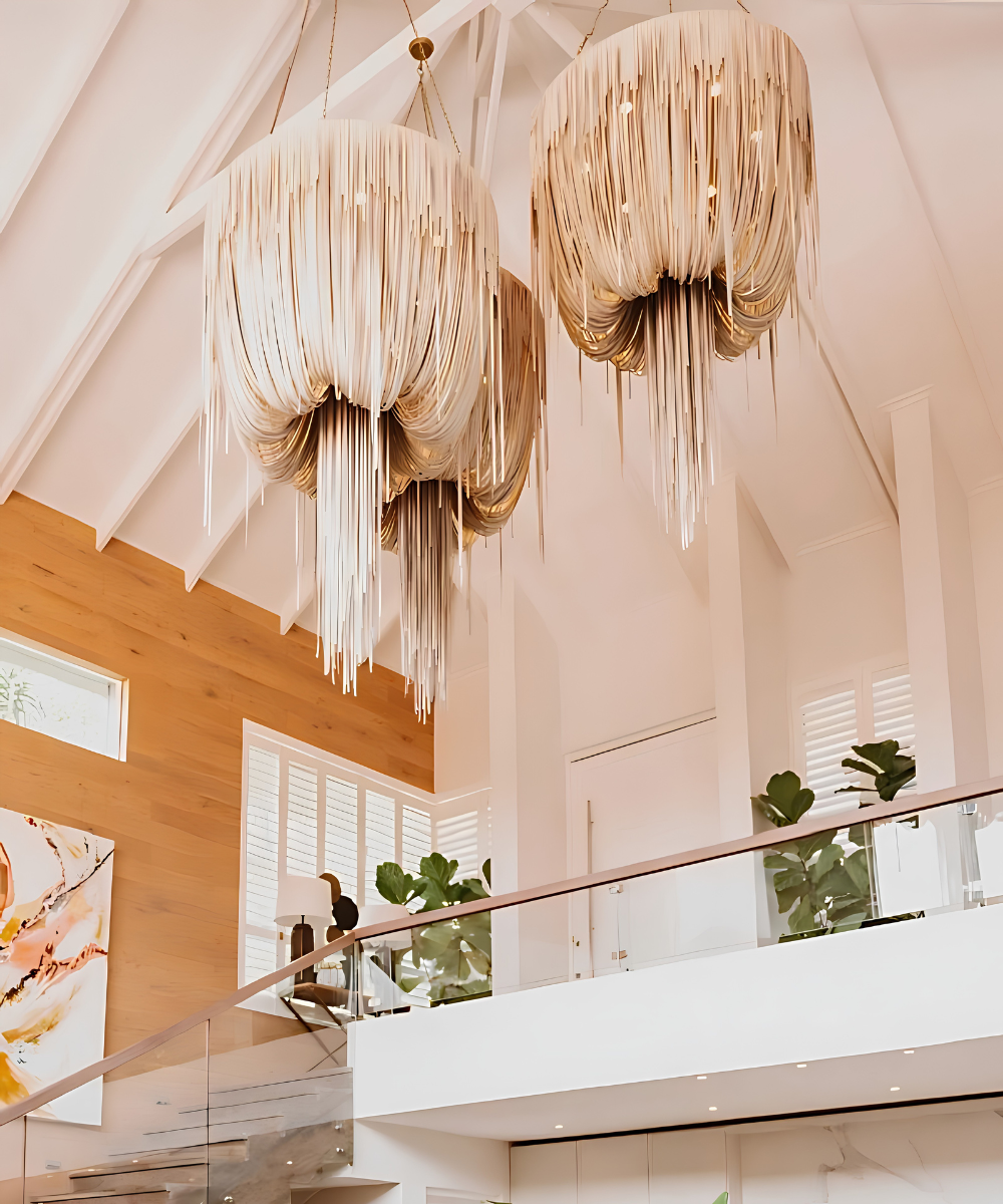 Medium Round Urchin Leather Chandelier