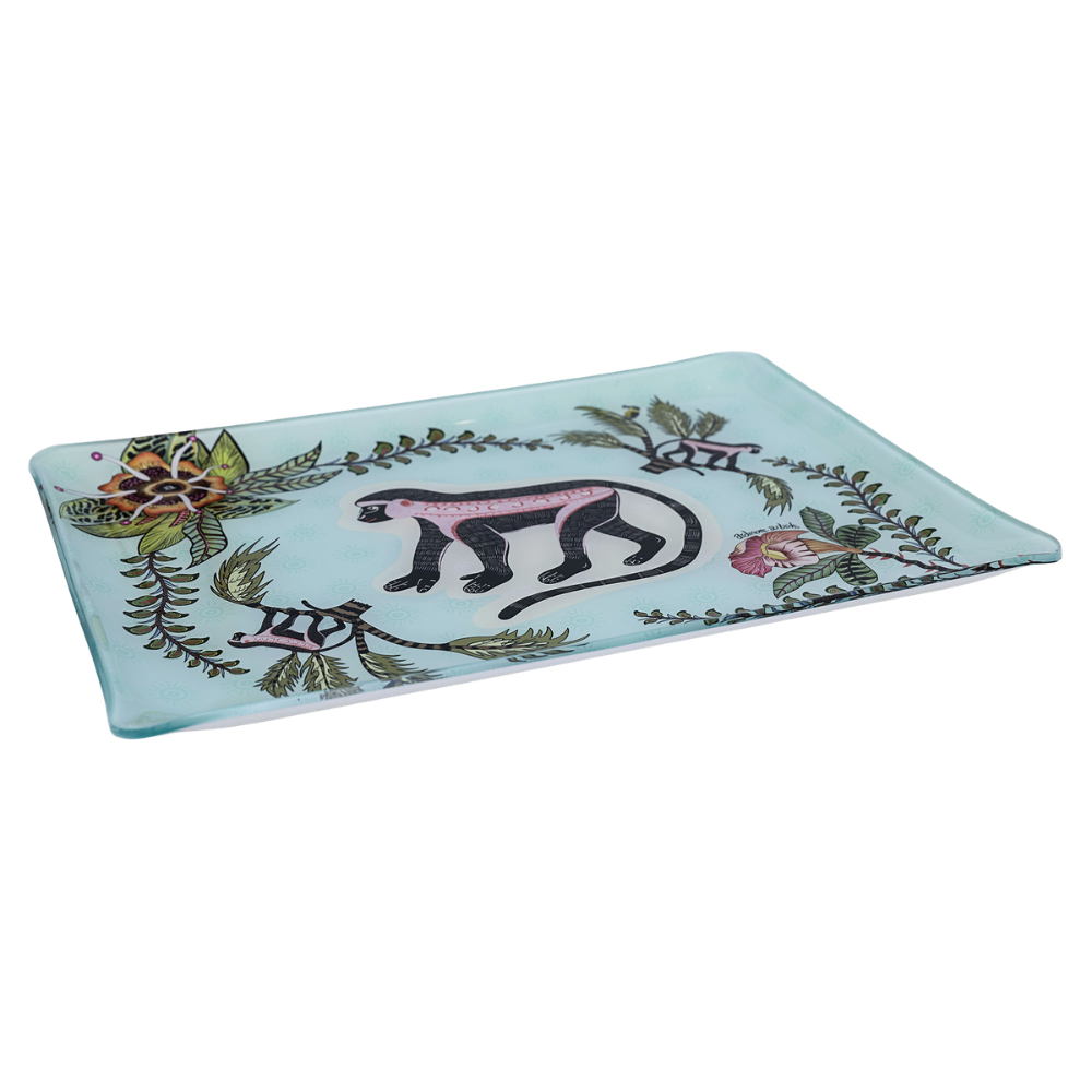 Meandering Monkey Acrylic Tray - Oasis