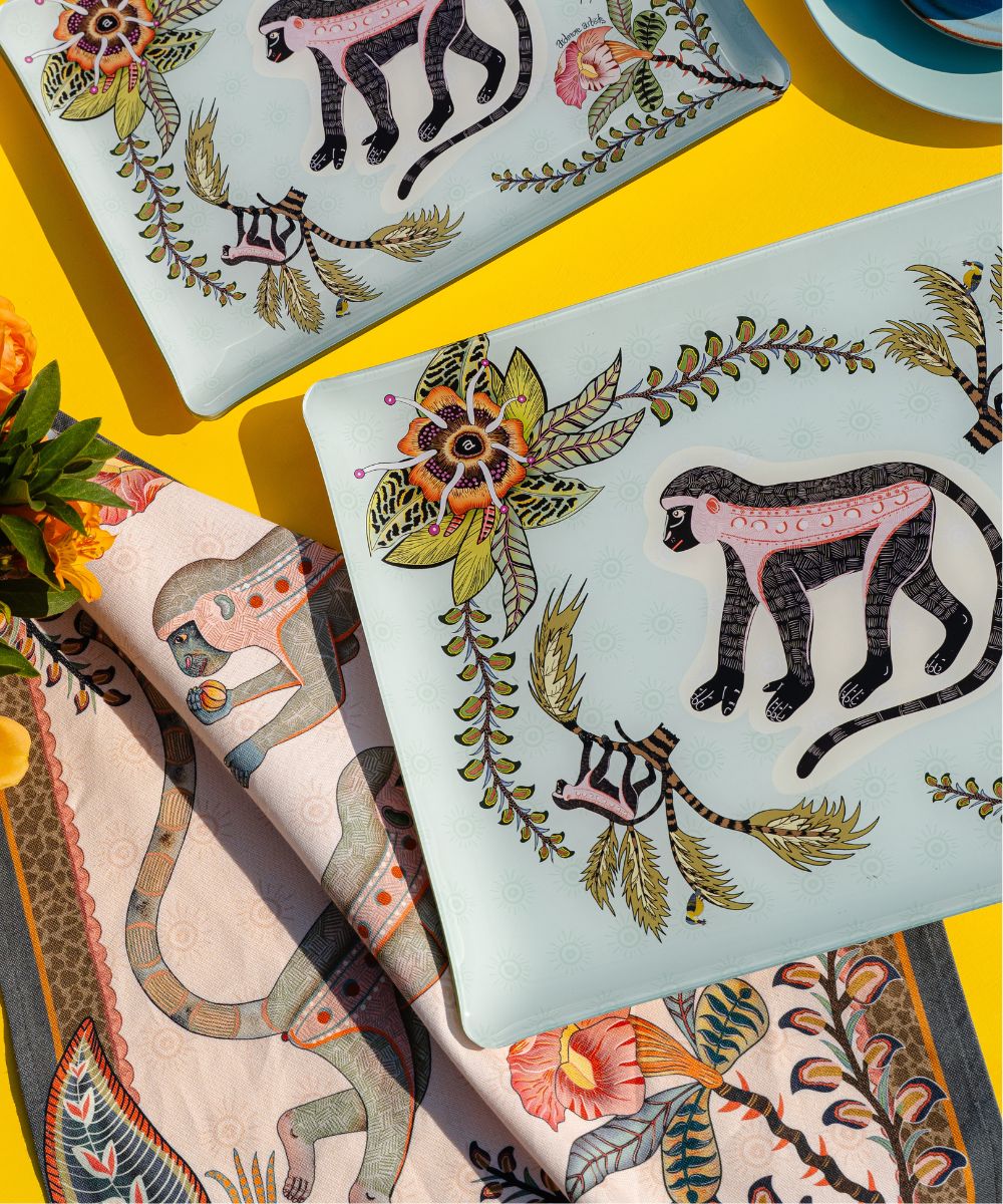 Monkey Tales Tea Towel - Sandstone