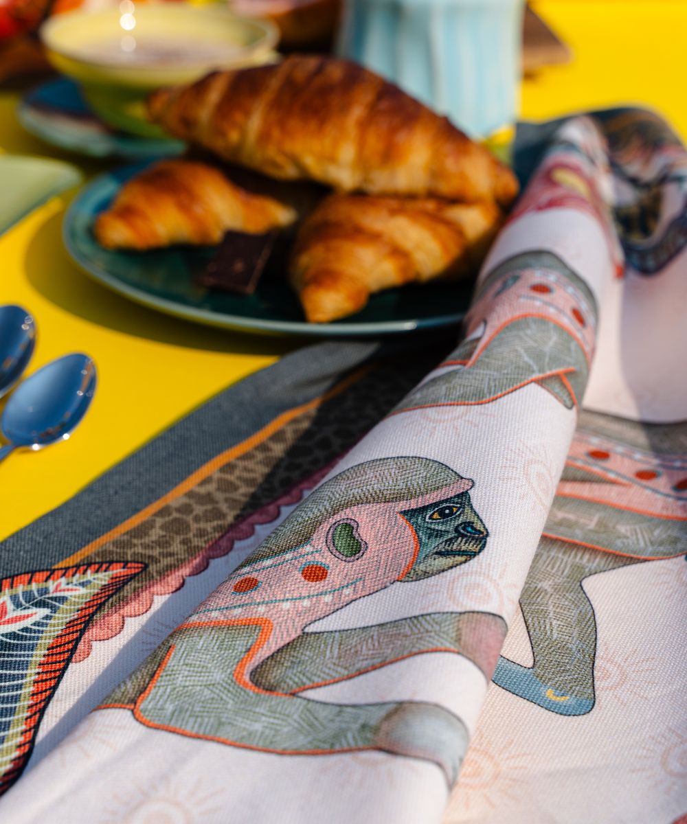 Monkey Tales Tea Towel - Sandstone