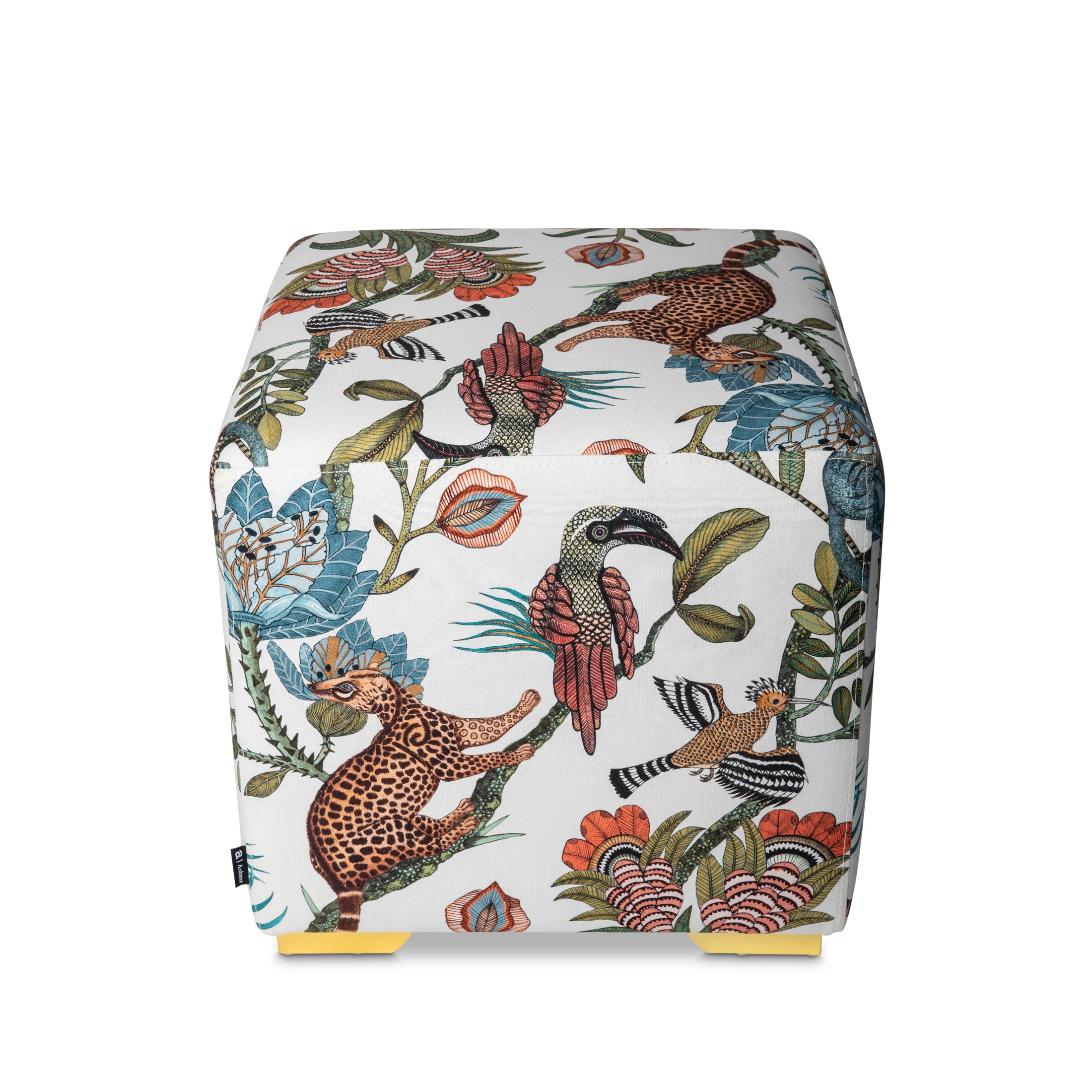 Camp Critters Linen Coral Cube Ottoman