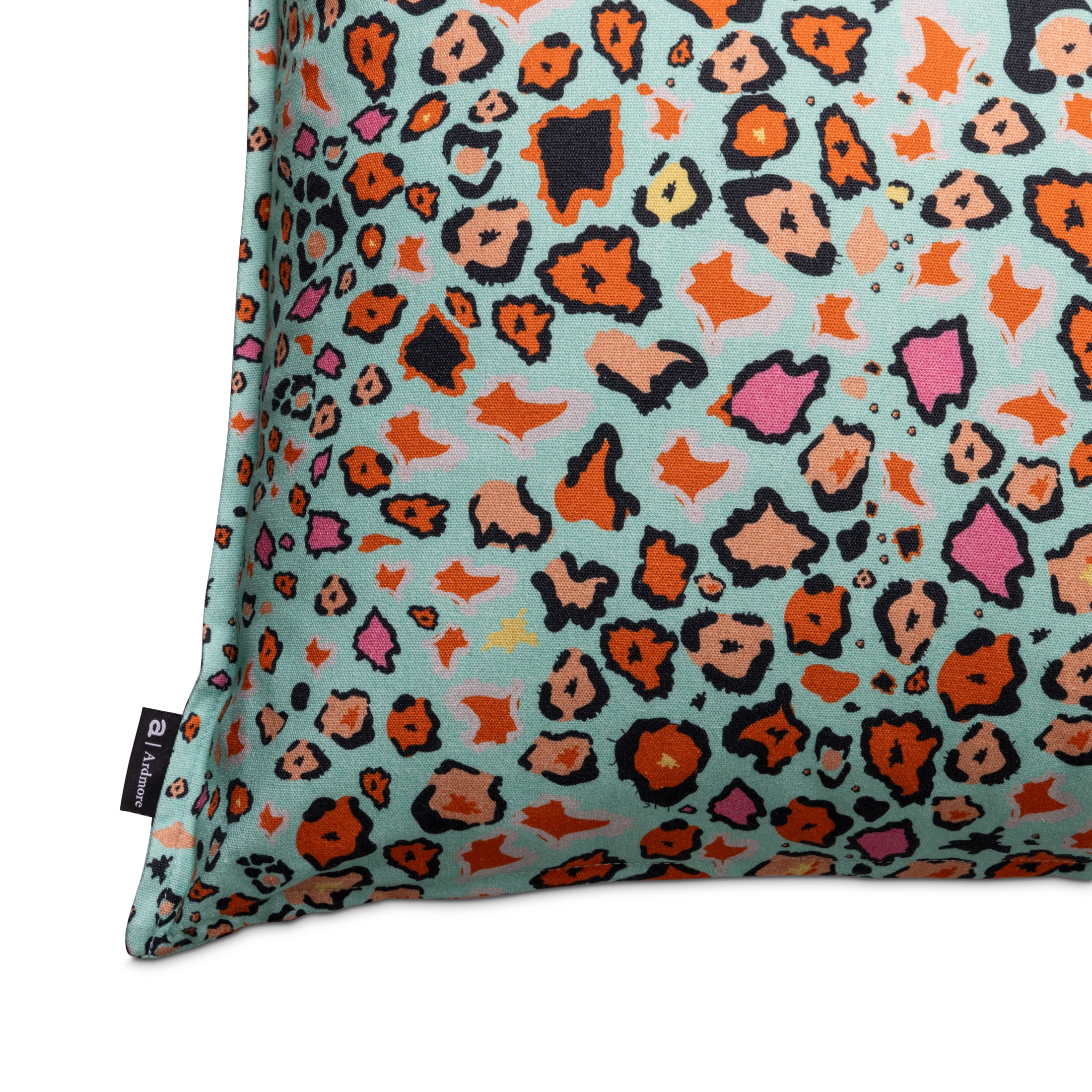 Leopard Lights Linen Pillow - Kingfisher
