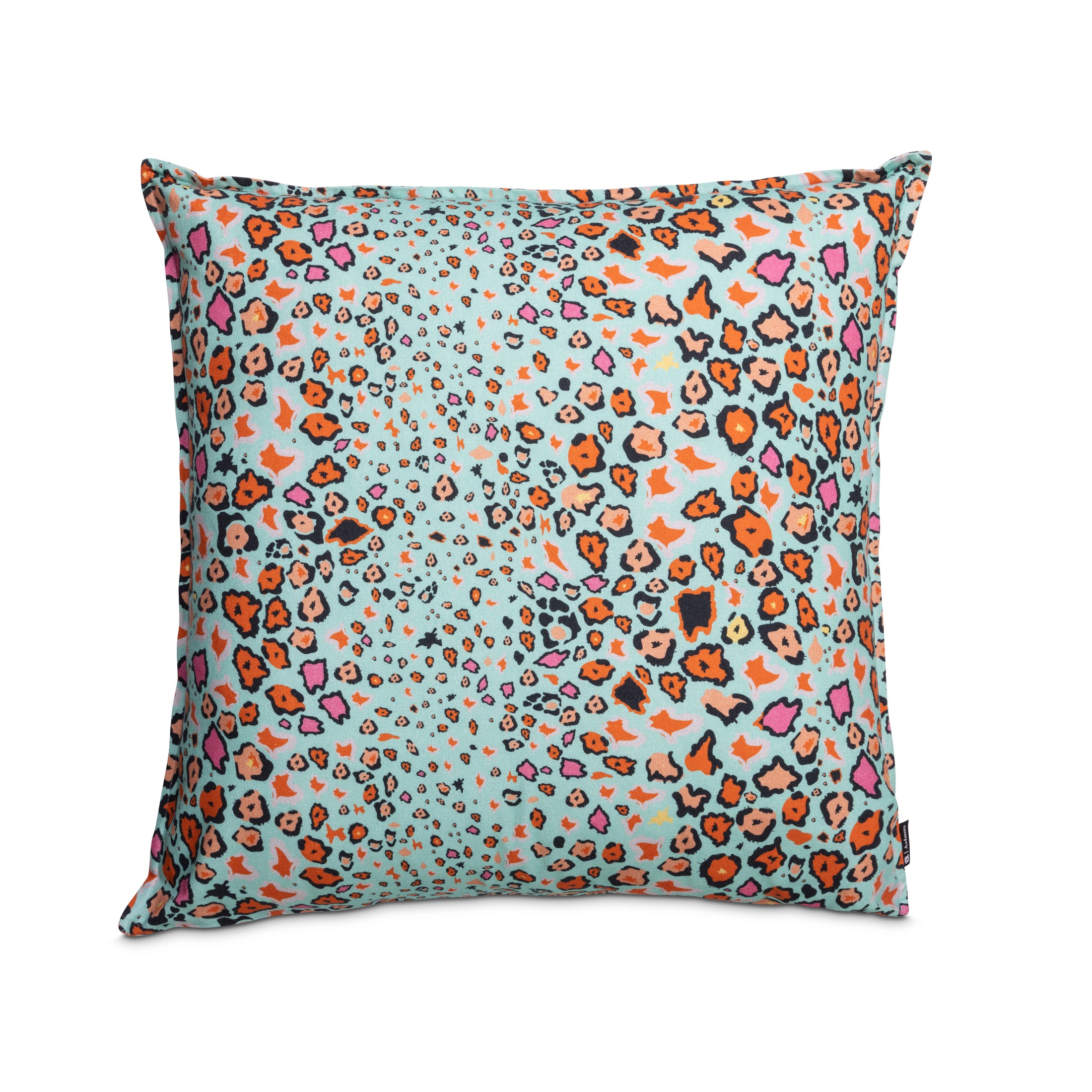 Leopard Lights Linen Pillow - Kingfisher