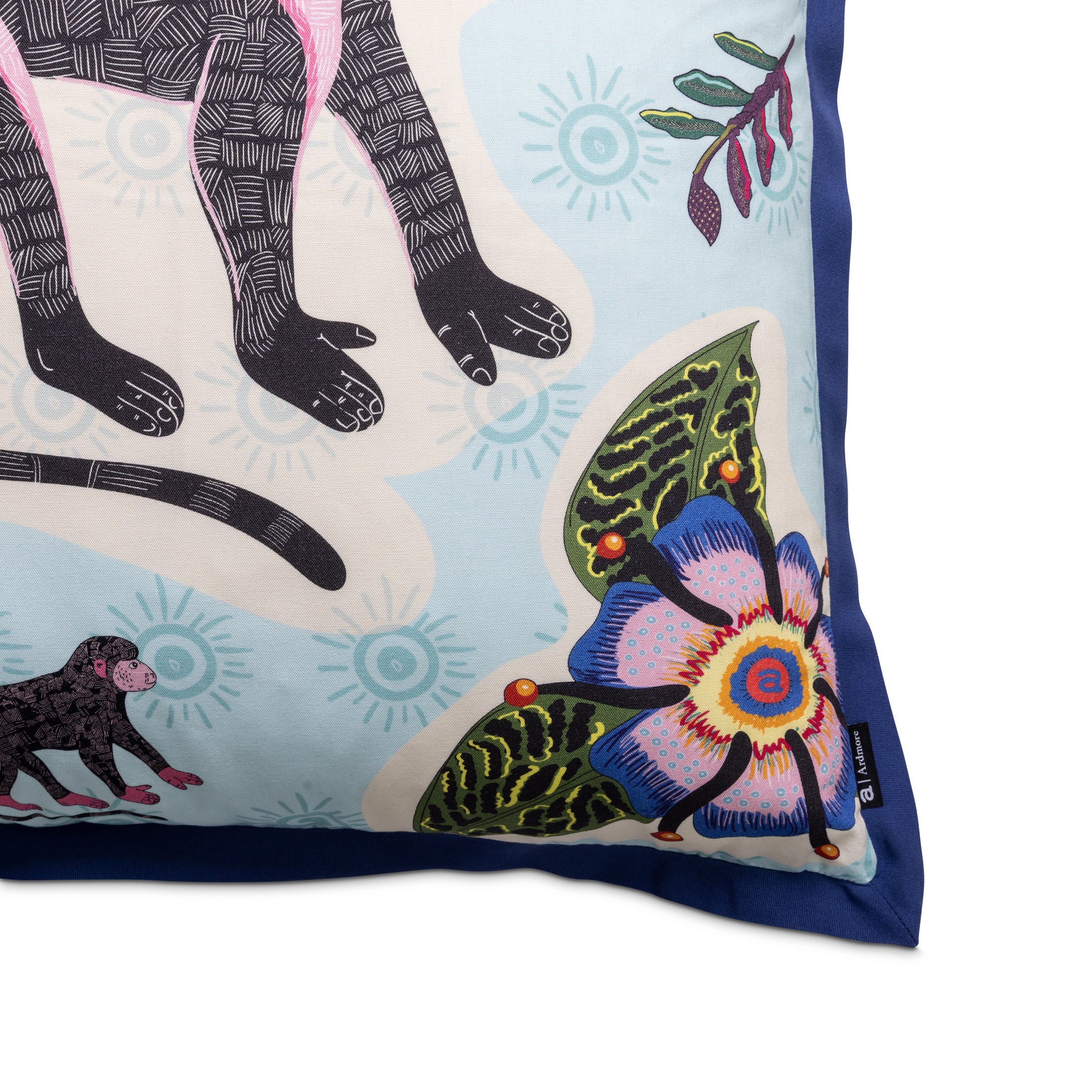 Meandering Monkey Cotton Pillow - Oasis