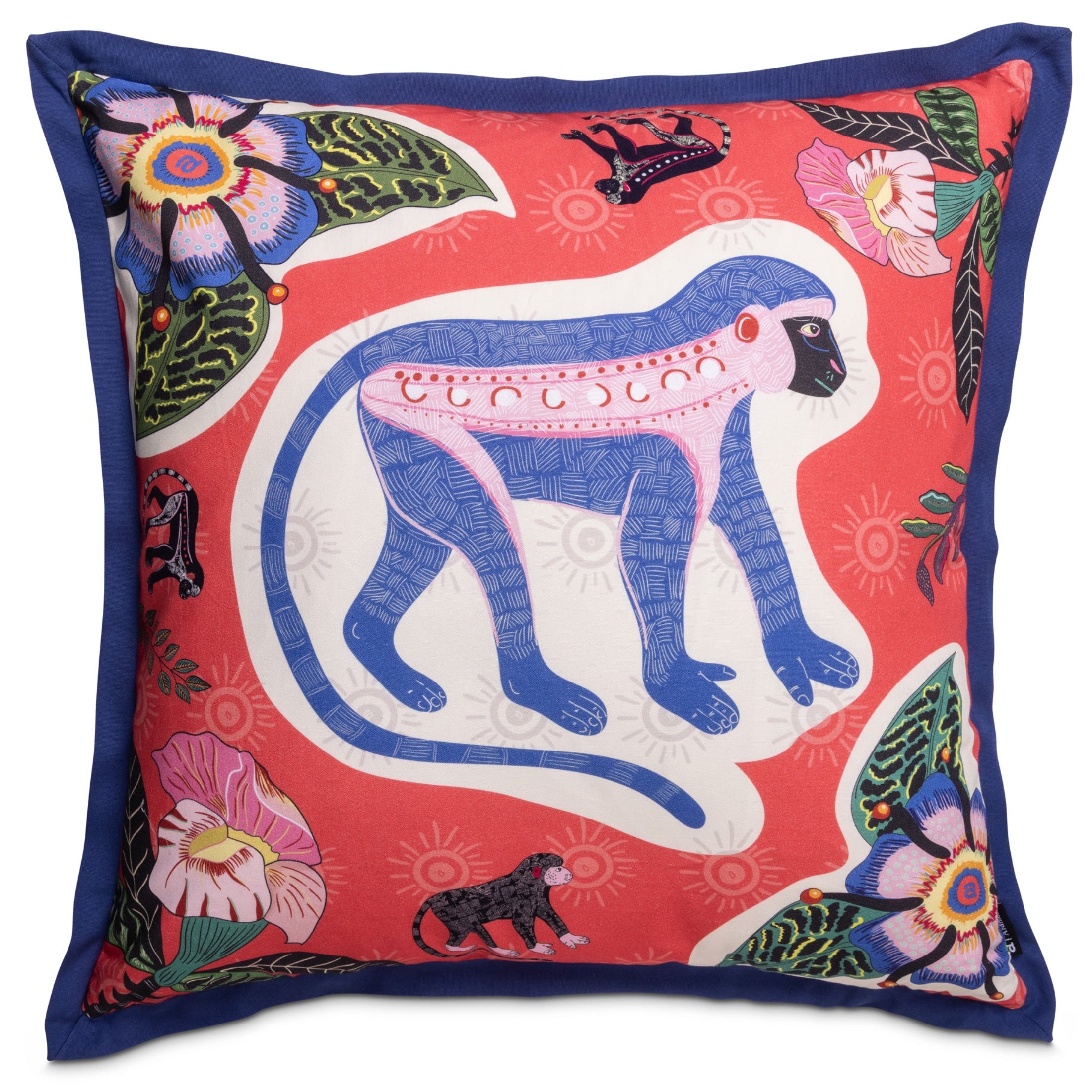 Meandering Monkey Cotton Pillow - Sunset