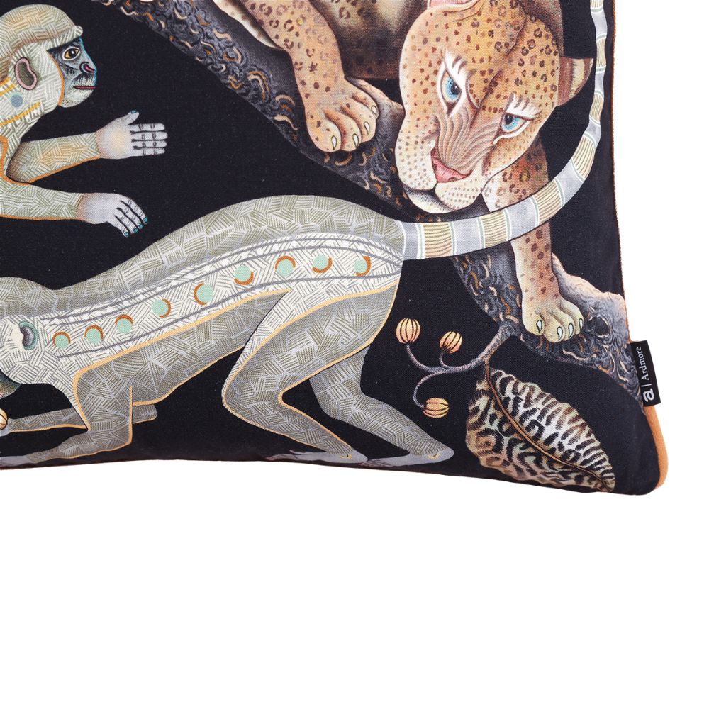 Monkey Tales Cotton Pillow - Brass