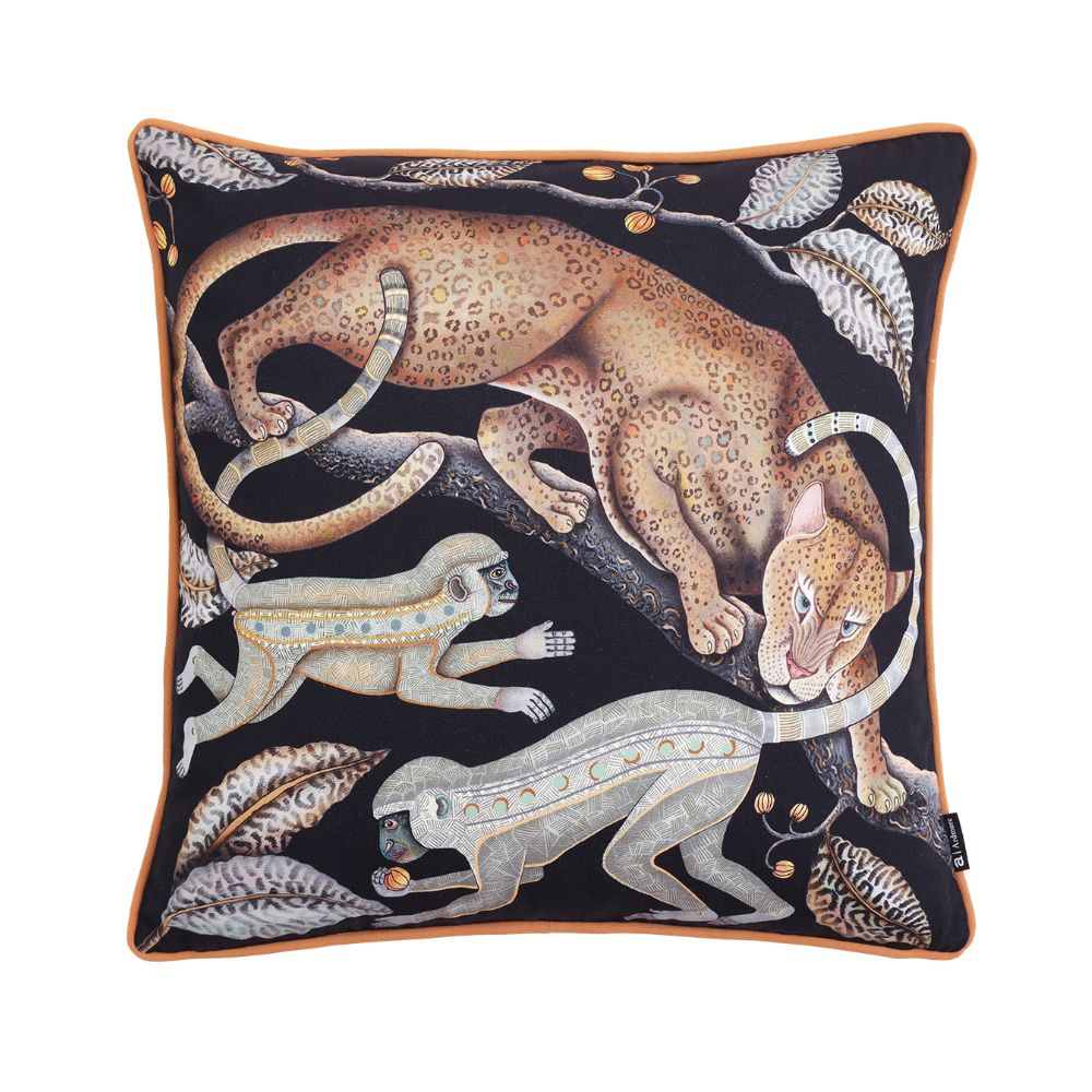 Monkey Tales Cotton Pillow - Brass