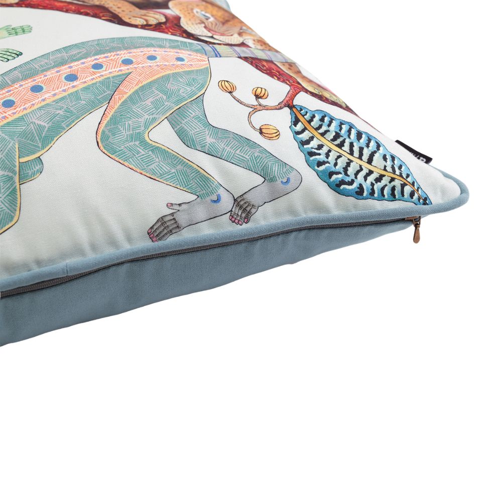 Monkey Tales Cotton Pillow - Mist