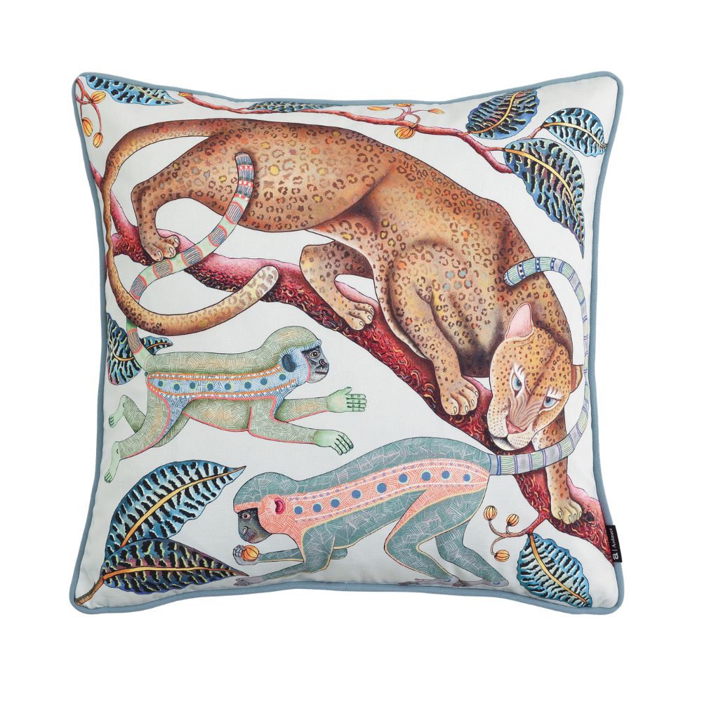 Monkey Tales Cotton Pillow - Mist