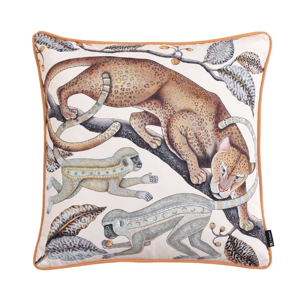 Monkey Tales Cotton Pillow - Pearl