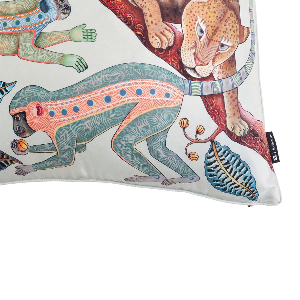 Monkey Tales Silk Pillow - Mist