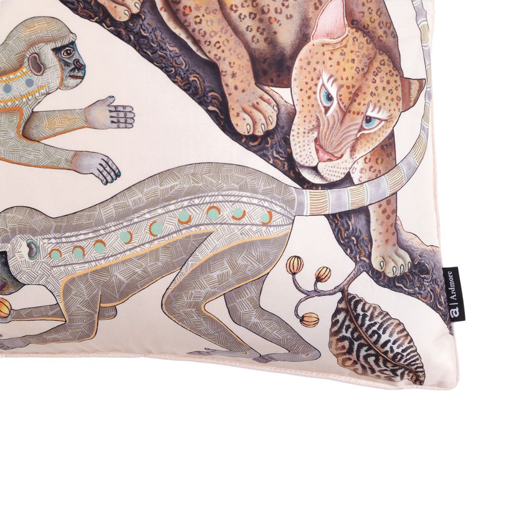 Monkey Tales Silk Pillow - Pearl