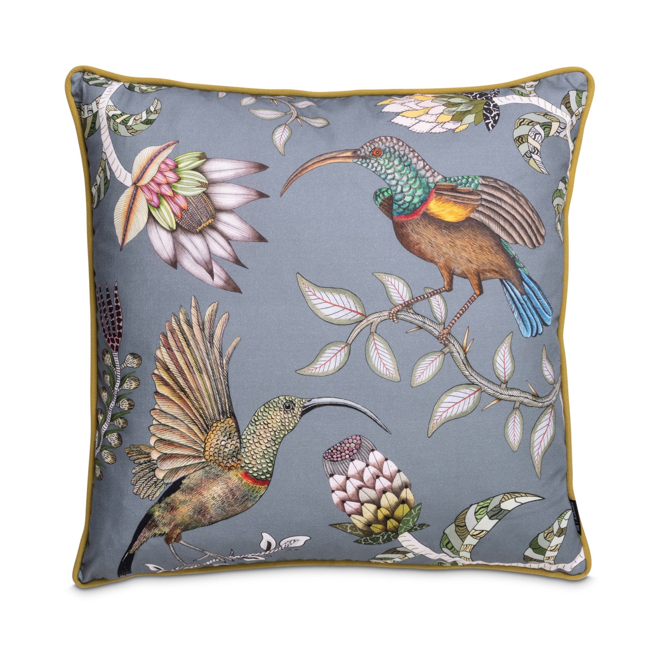Protea Garden Cotton Pillow - Ash