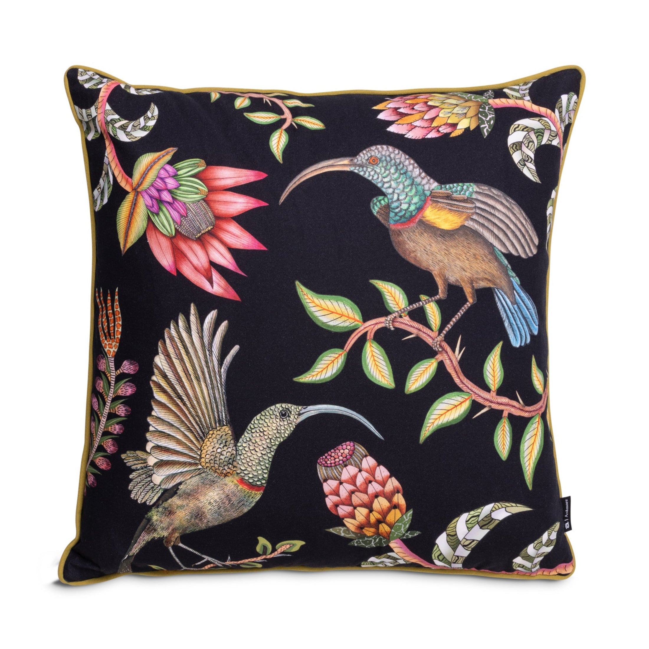 Protea Garden Cotton Pillow - Night