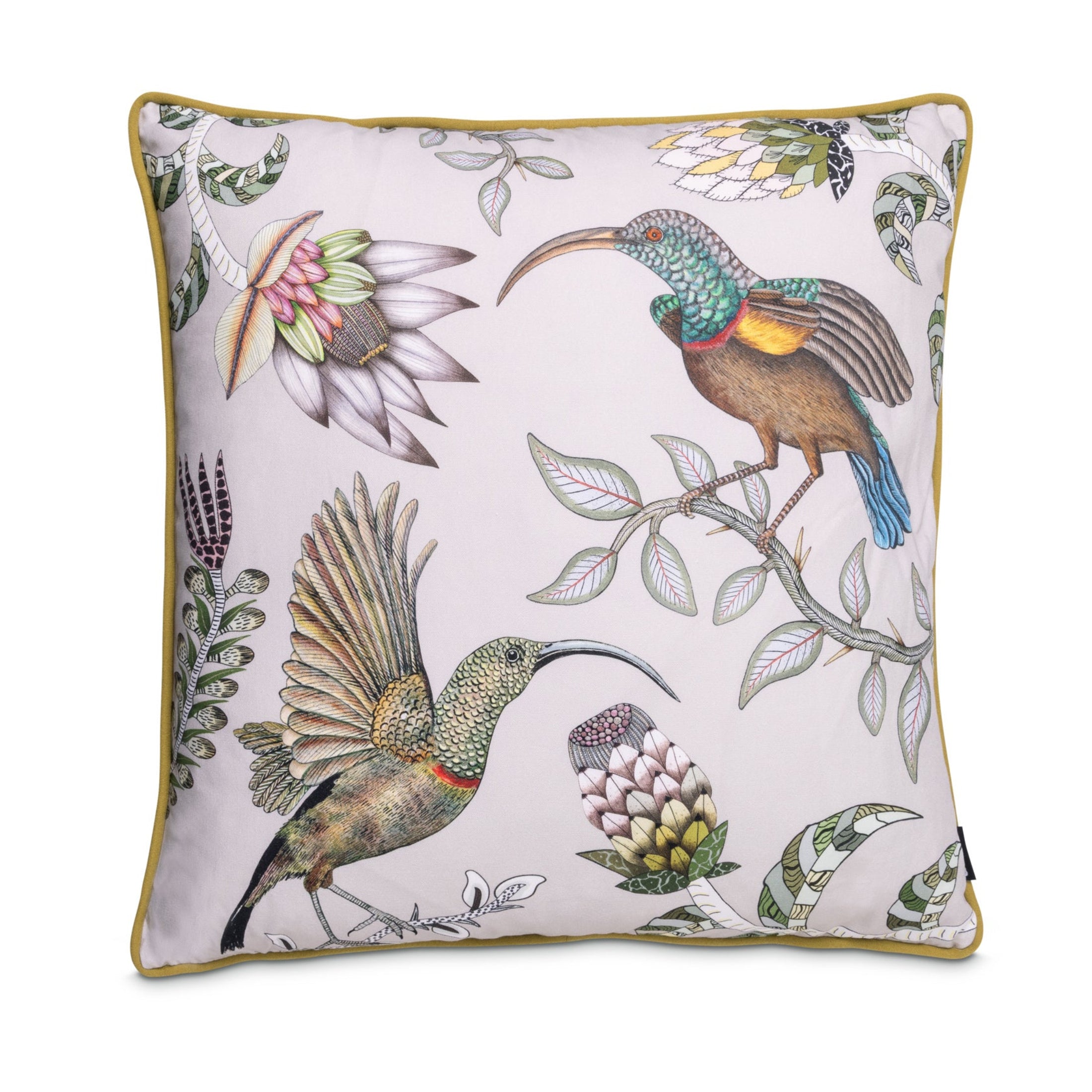 Protea Garden Cotton Pillow - Stone