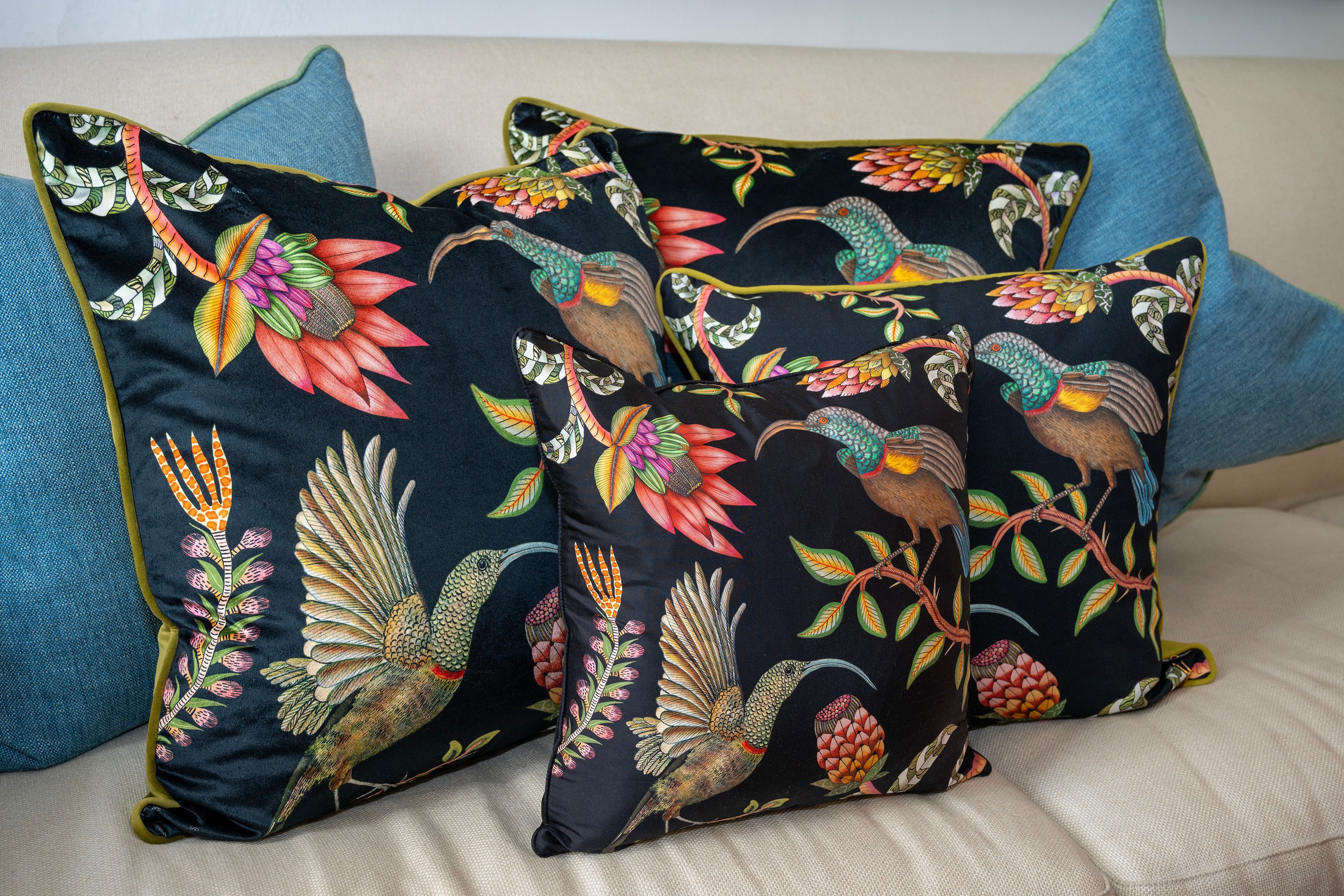 Protea Garden Silk Pillow - Night