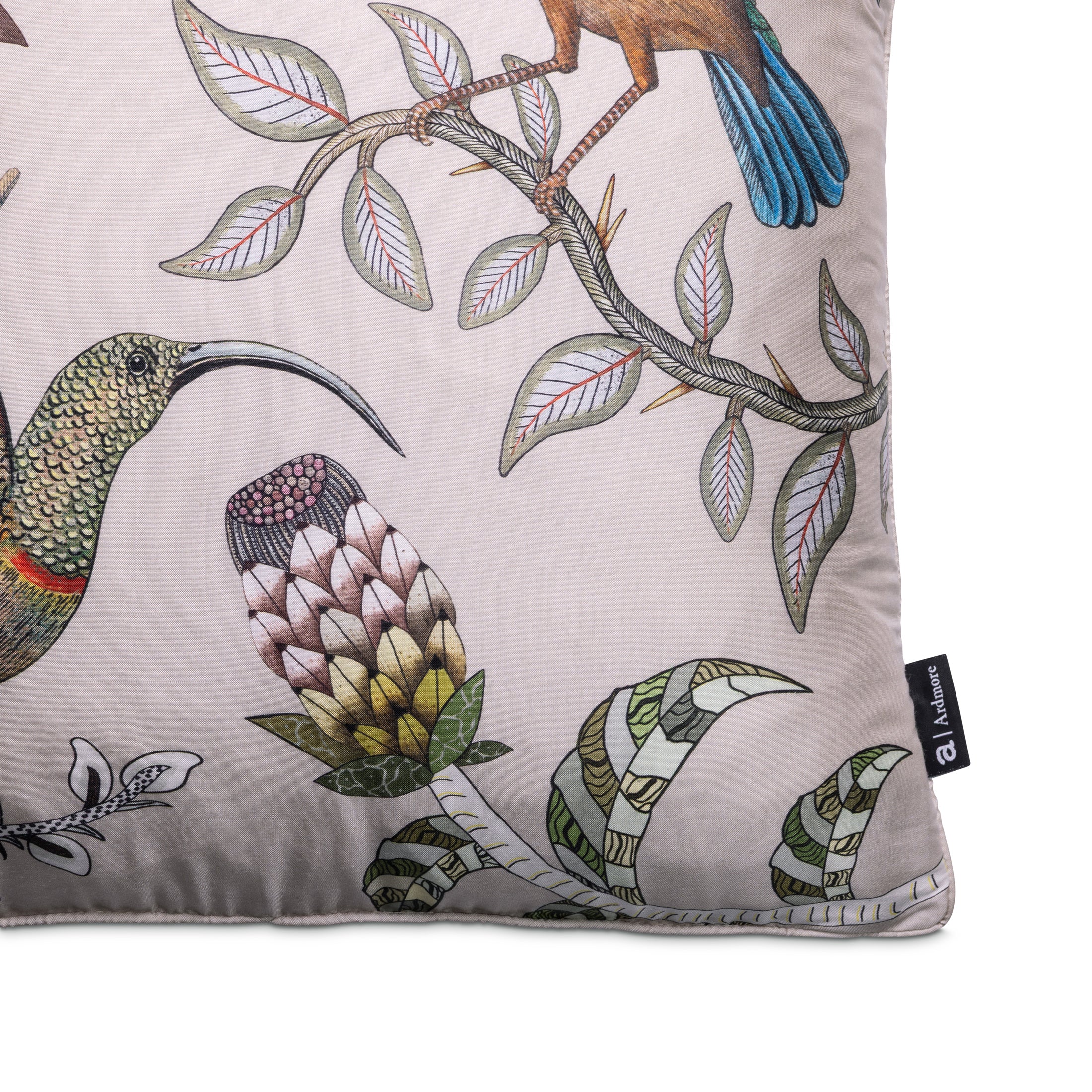 Protea Garden Silk Pillow - Stone