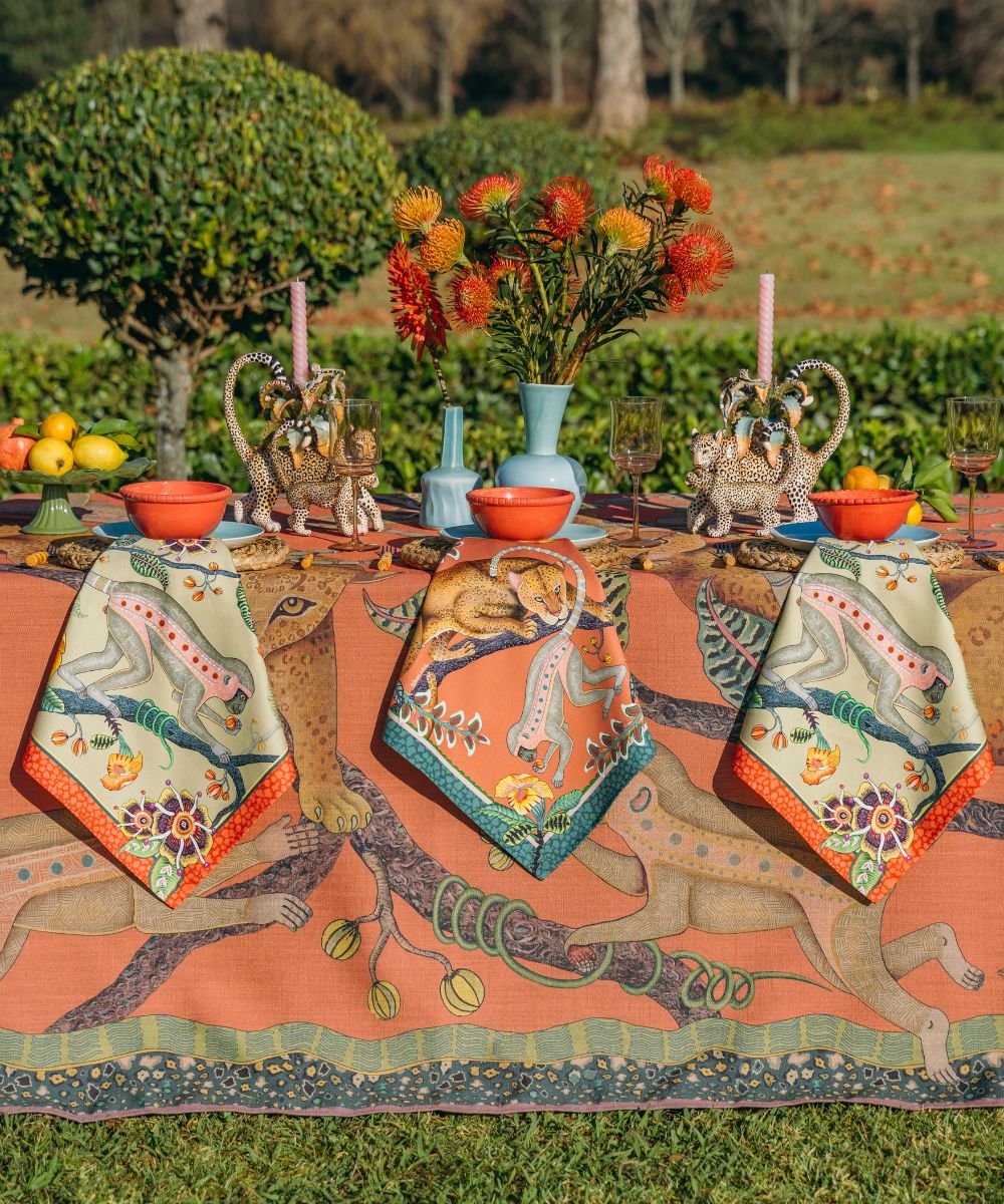 Monkey Tales Napkins (Pair) - Coral